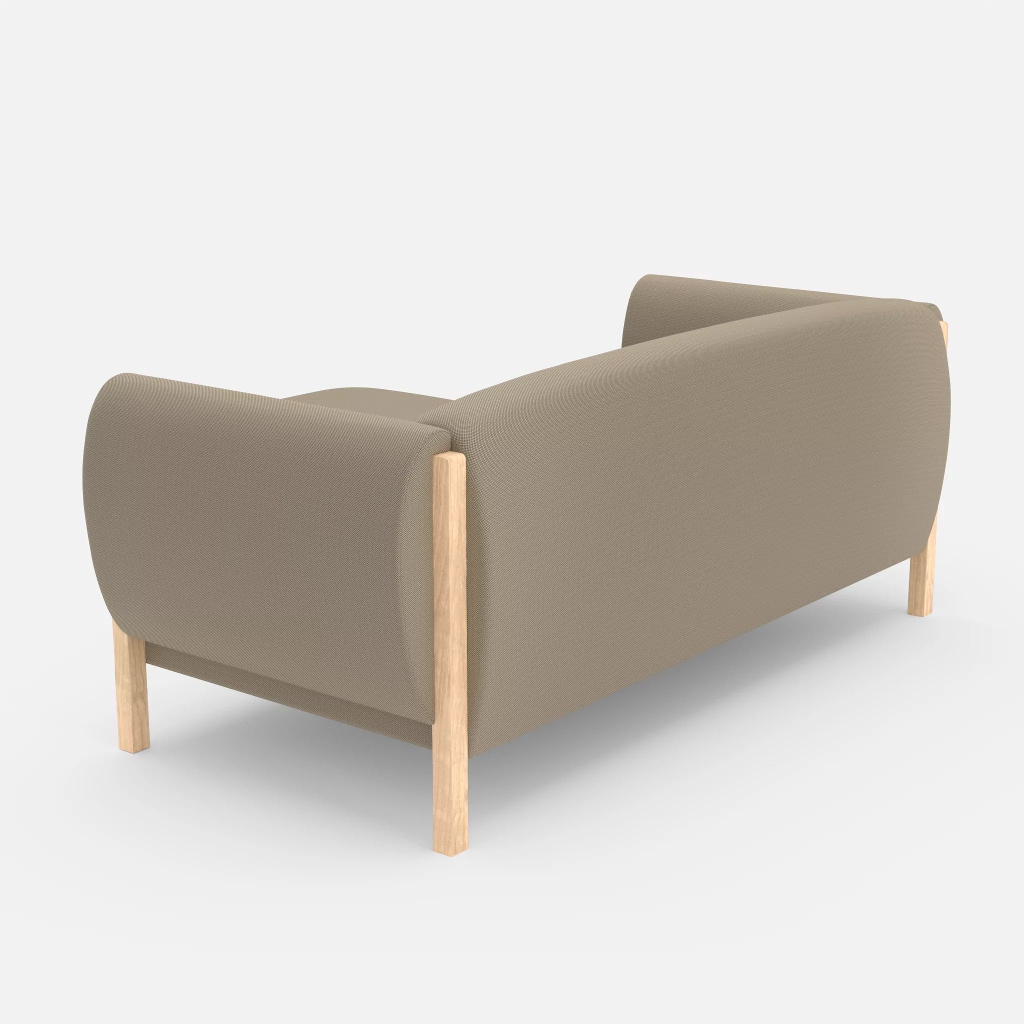 2 Sitzer Sofa Mallow mit Pouf radio1510 in Beige von hinten