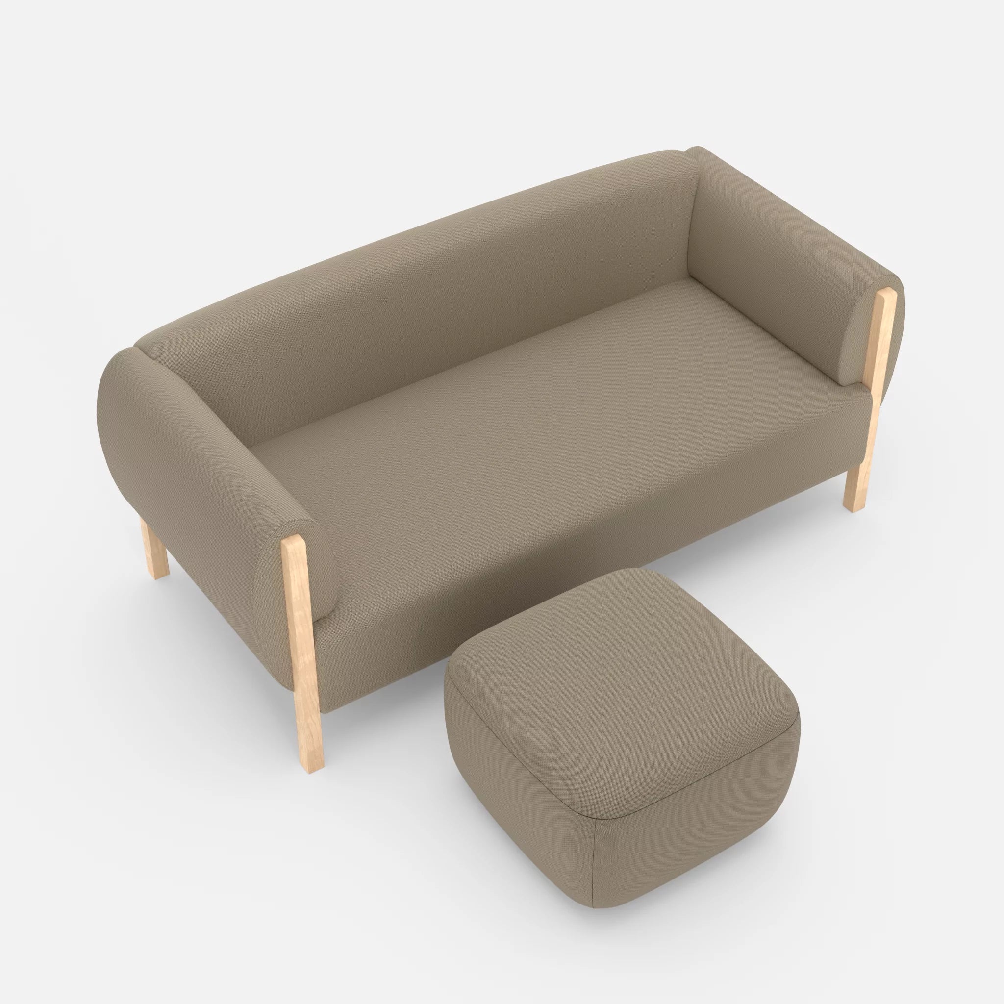 2 Sitzer Sofa Mallow mit Pouf radio1510 in Beige von oben