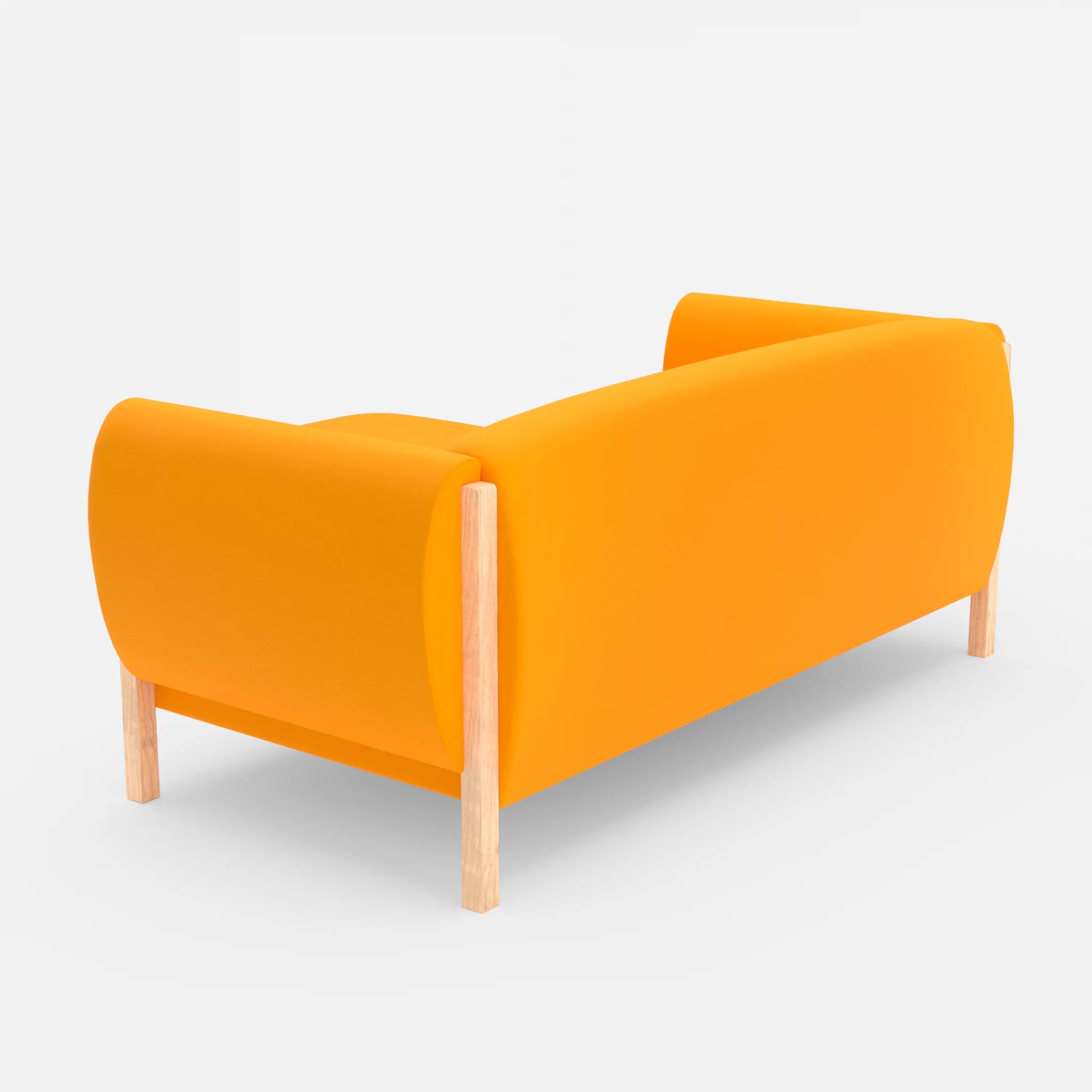 2 Sitzer Sofa Mallow mit Pouf radio3008 in Gelb von hinten