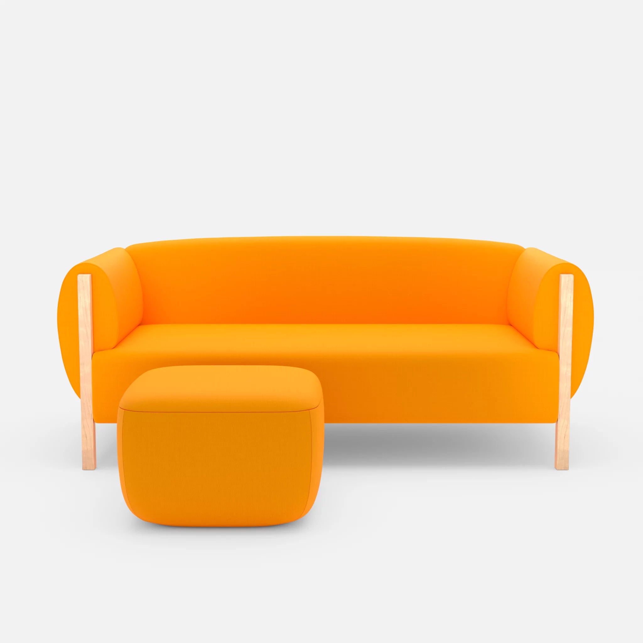 2 Sitzer Sofa Mallow mit Pouf radio3008 in Gelb von vorne