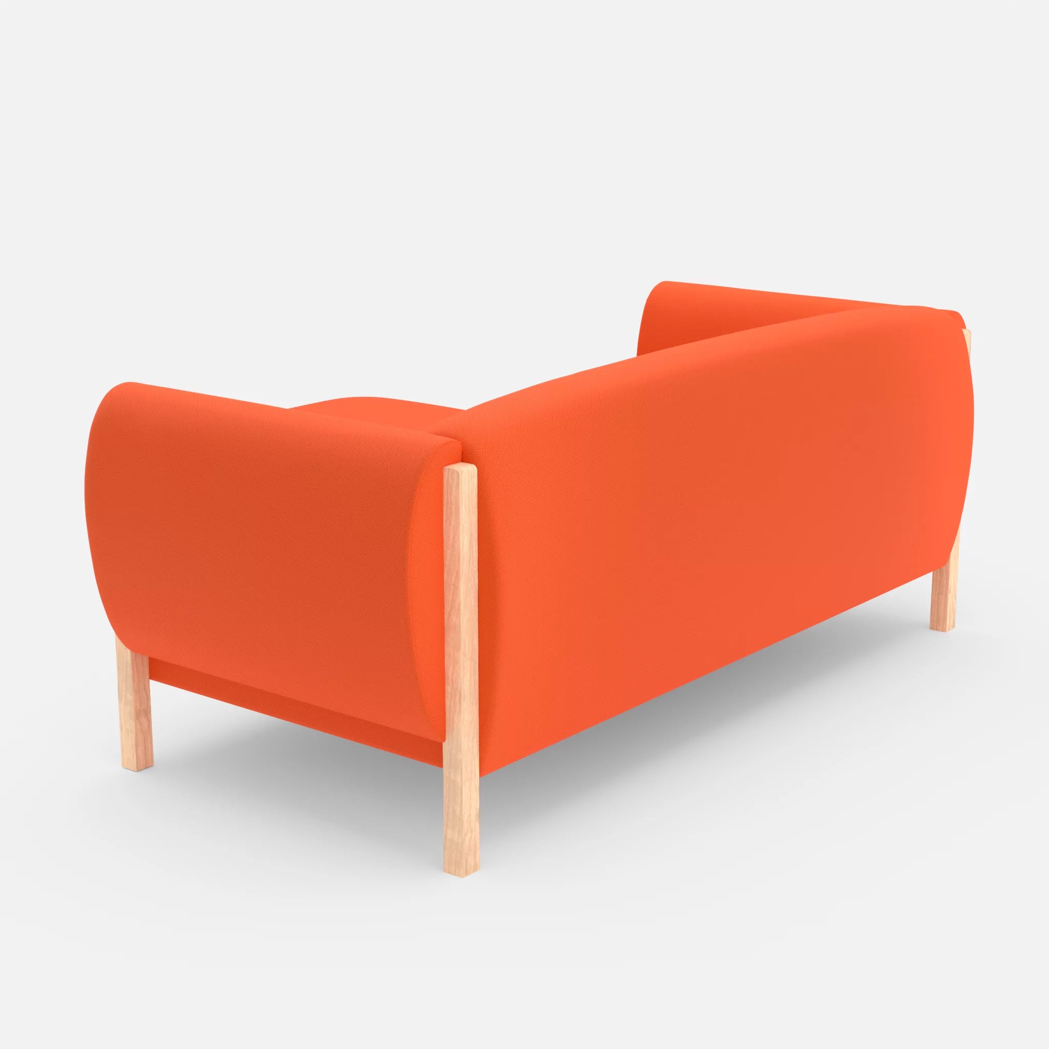 2 Sitzer Sofa Mallow mit Pouf radio3094 in Orange von hinten