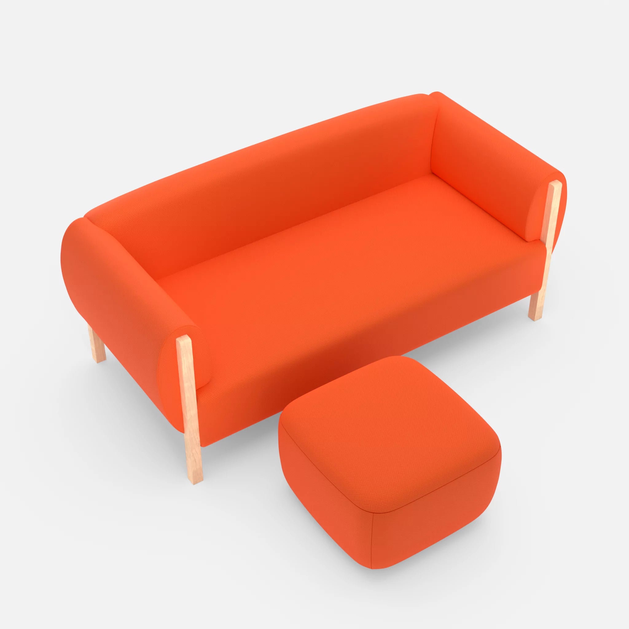 2 Sitzer Sofa Mallow mit Pouf radio3094 in Orange von oben