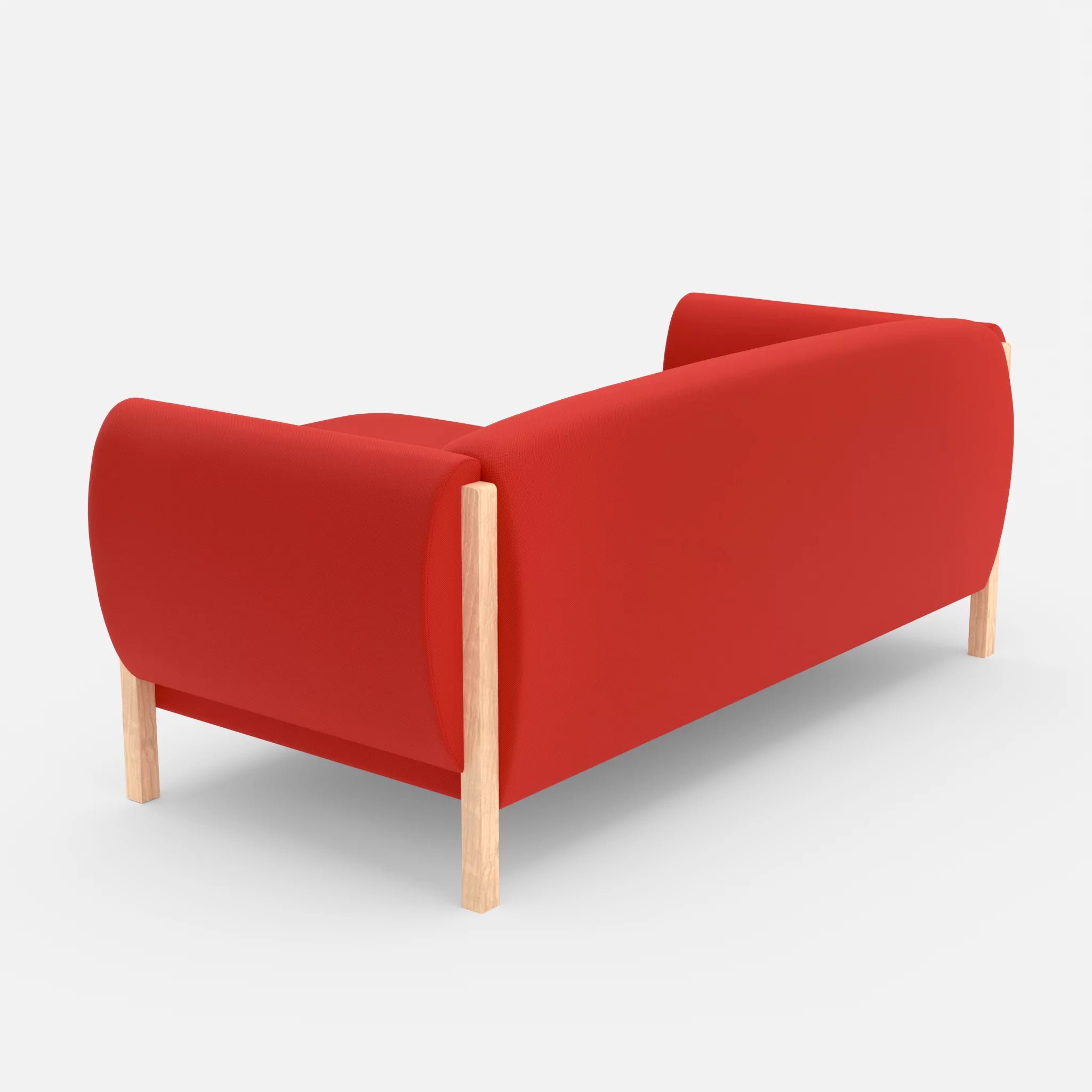 2 Sitzer Sofa Mallow mit Pouf radio4028 in Rot von hinten