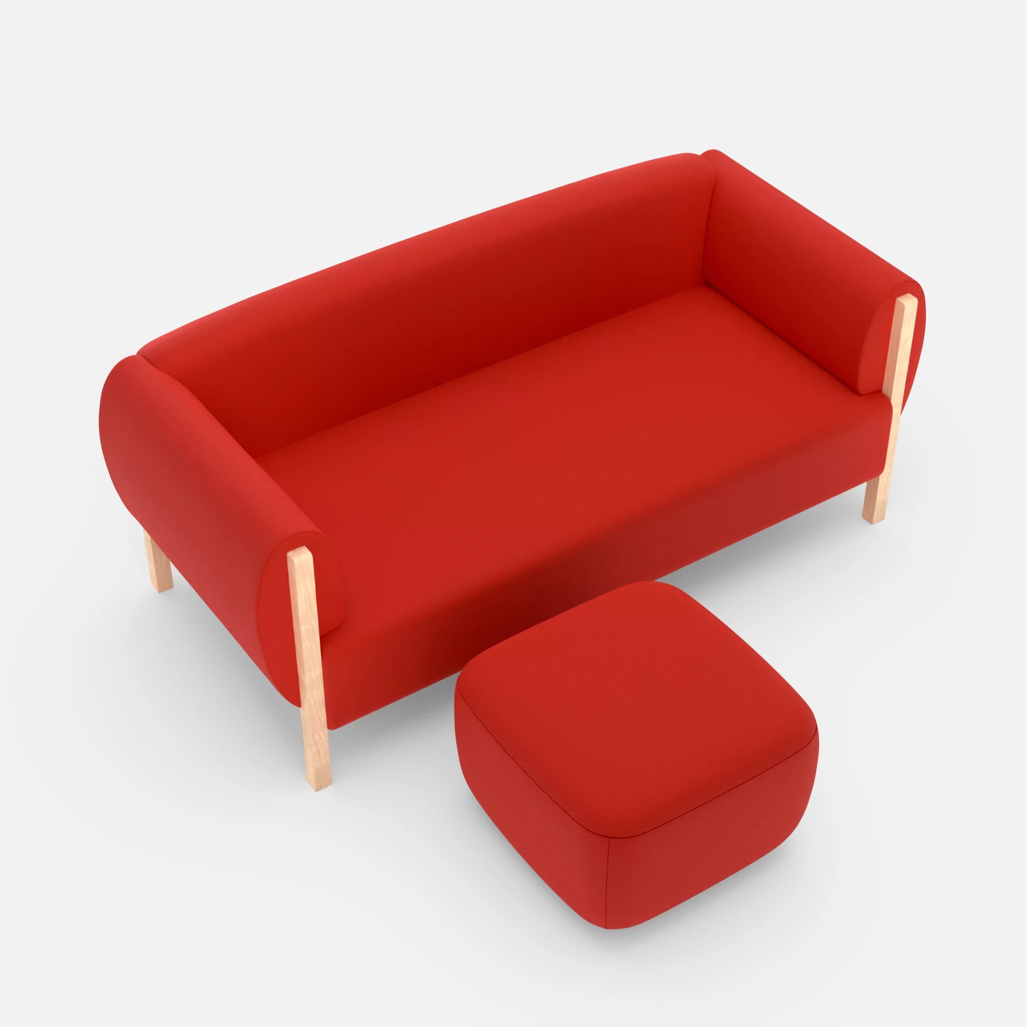 2 Sitzer Sofa Mallow mit Pouf radio4028 in Rot von oben