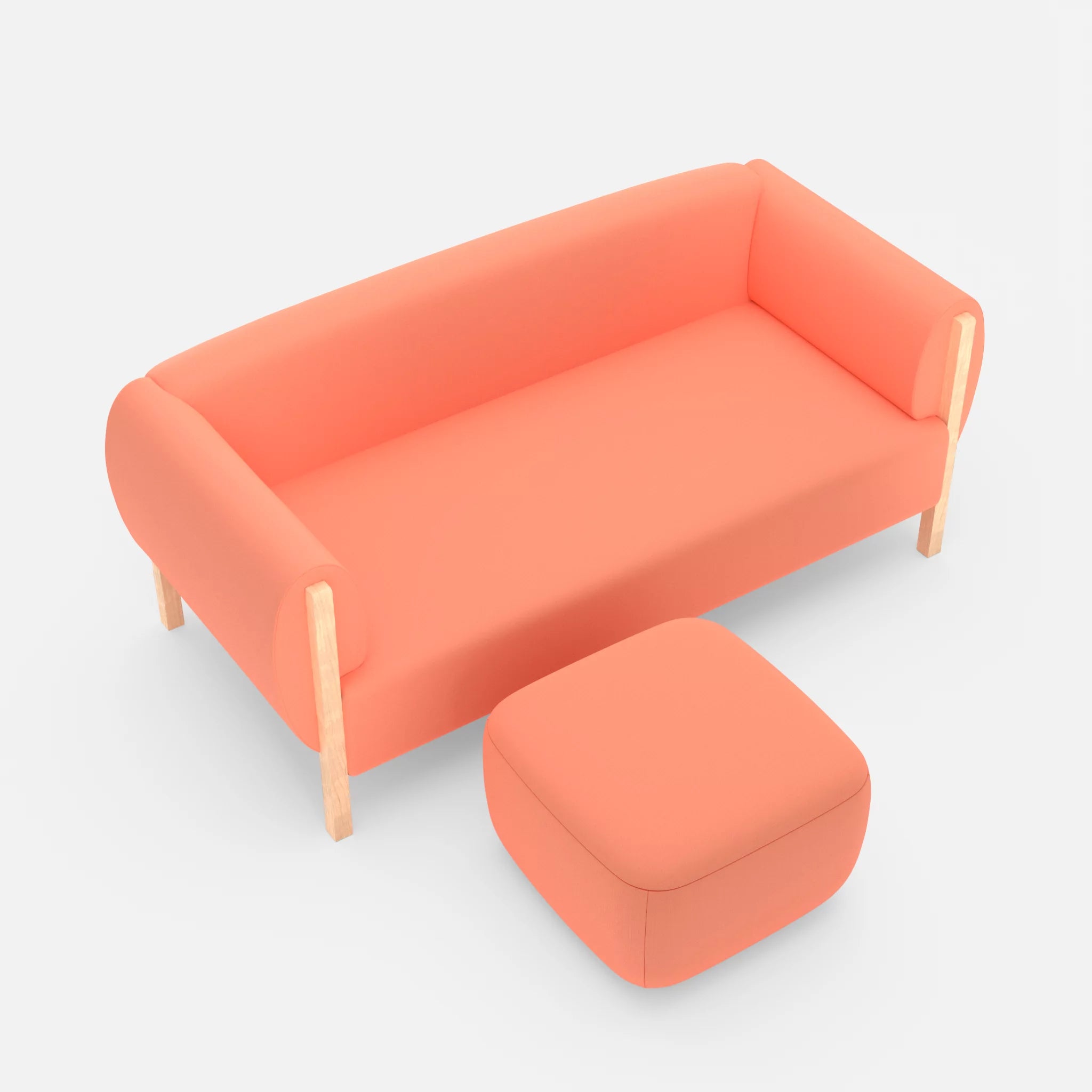 2 Sitzer Sofa Mallow mit Pouf radio4046 in Coral von oben
