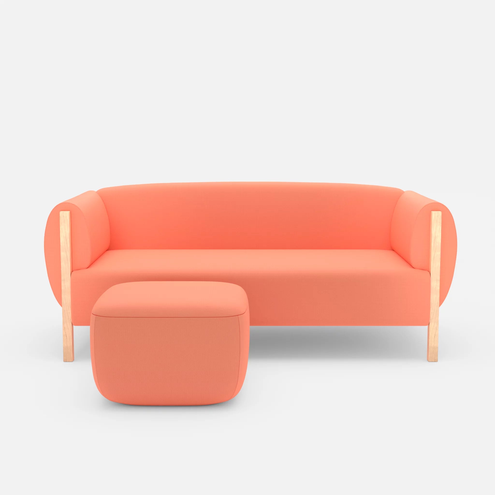 2 Sitzer Sofa Mallow mit Pouf radio4046 in Coral von vorne