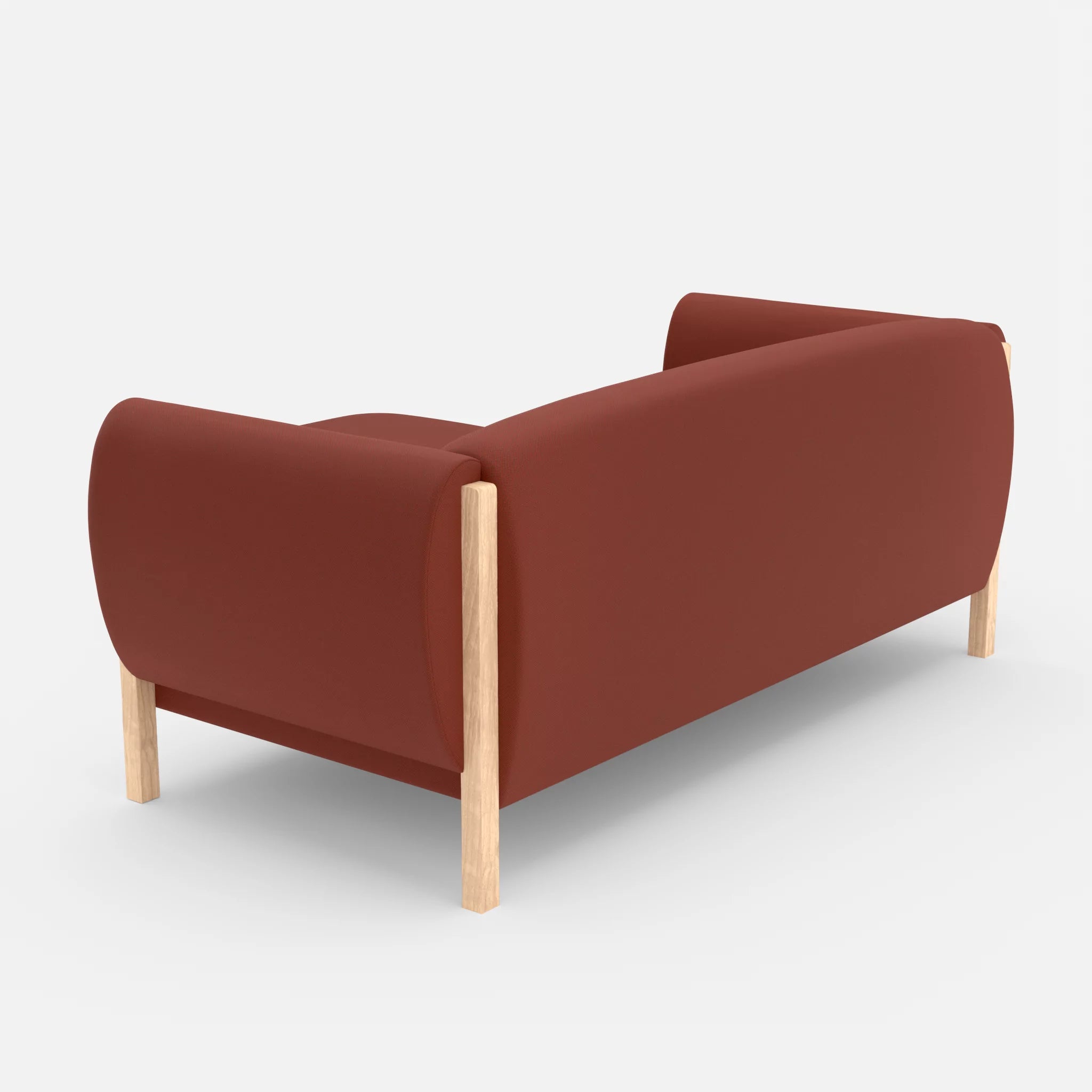 2 Sitzer Sofa Mallow mit Pouf radio4517 in Dunkelrot von hinten