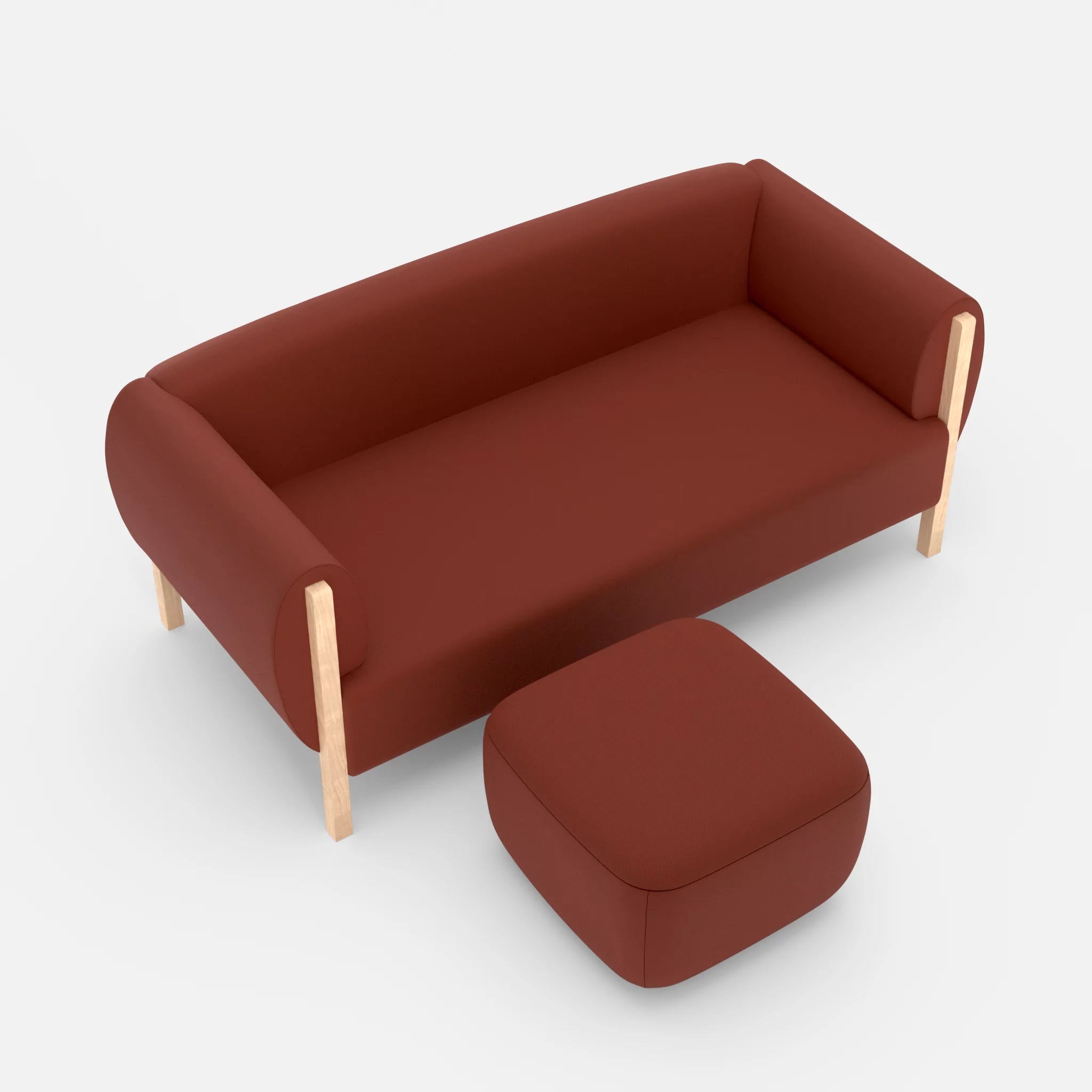 2 Sitzer Sofa Mallow mit Pouf radio4517 in Dunkelrot von oben