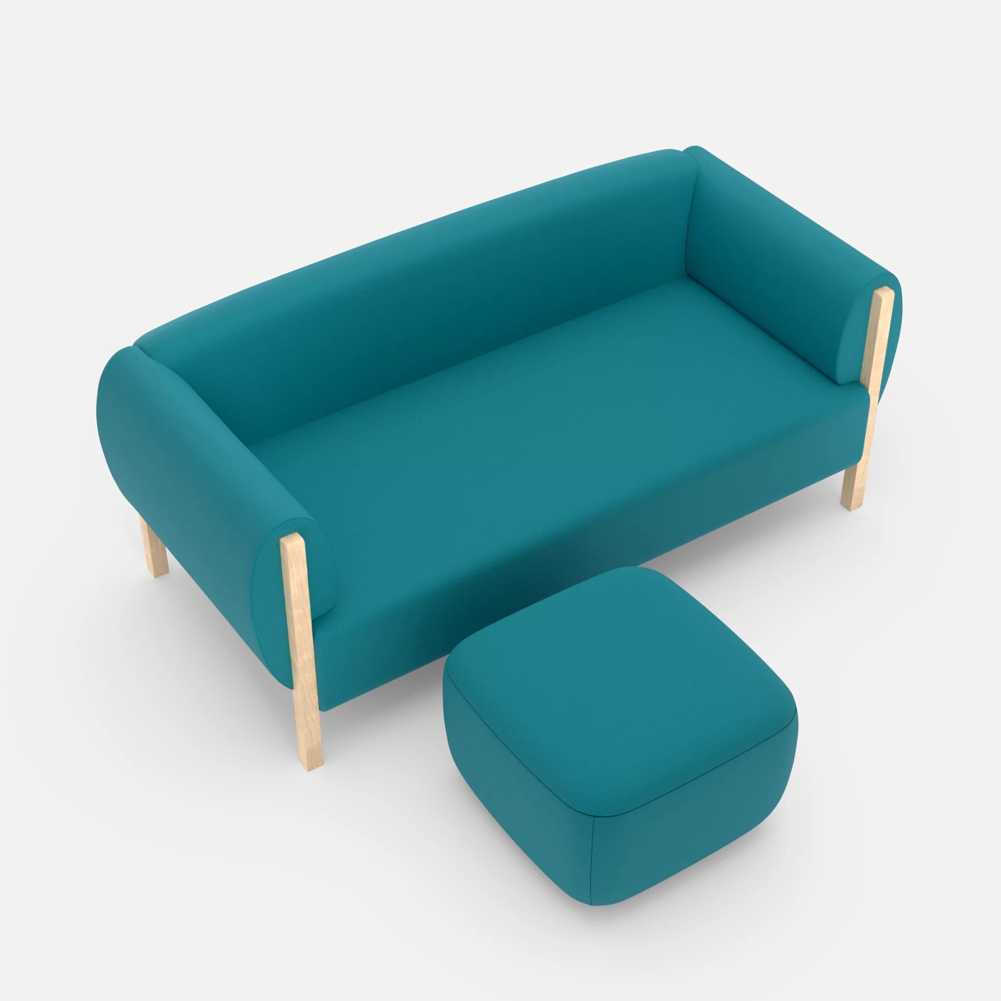 2 Sitzer Sofa Mallow mit Pouf radio6015 in Türkis von oben