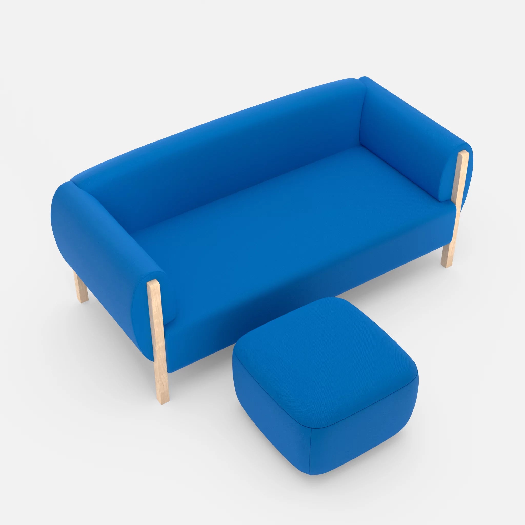 2 Sitzer Sofa Mallow mit Pouf radio6075 in Blau von oben