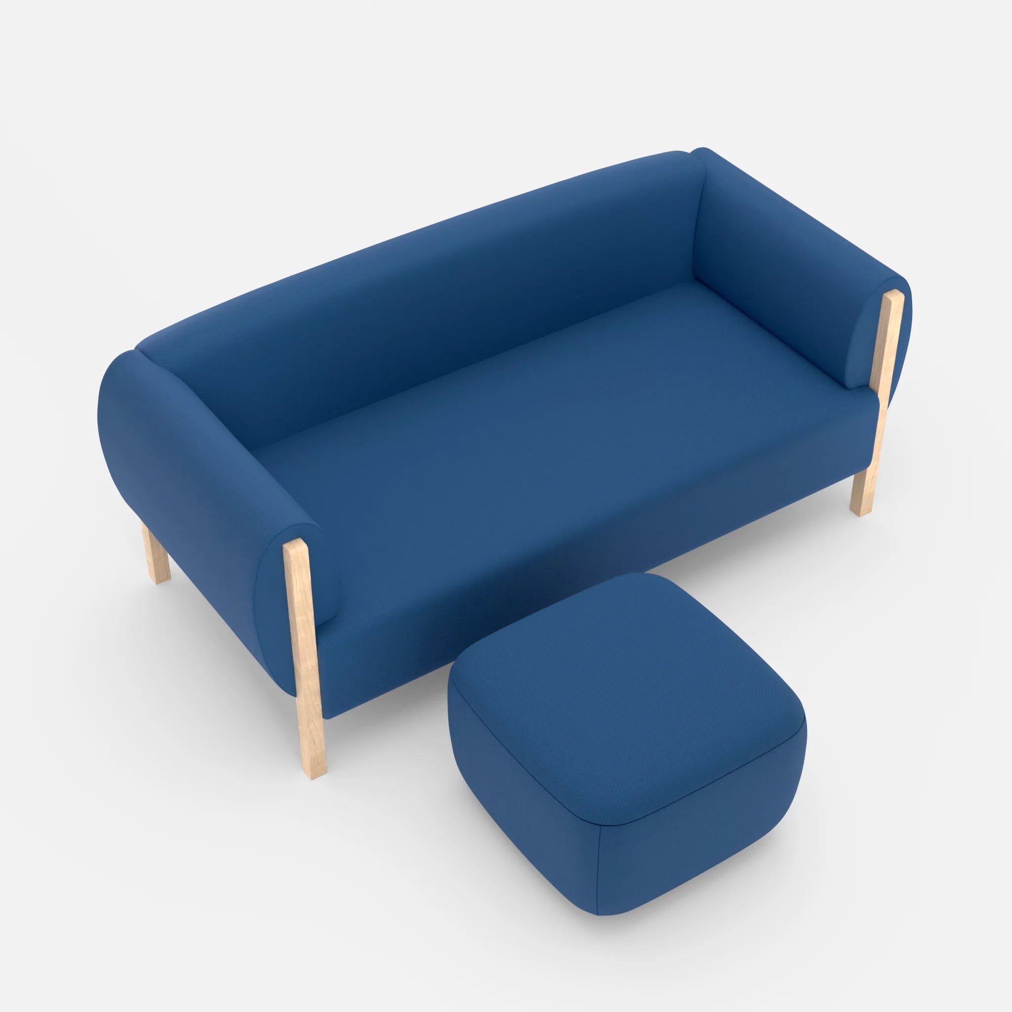 2 Sitzer Sofa Mallow mit Pouf radio6512 in Dunkelblau von oben