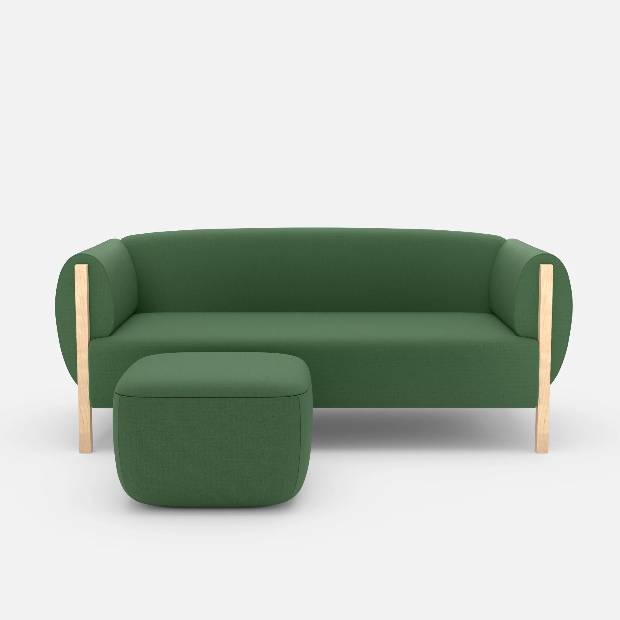 2 Sitzer Sofa Mallow mit Pouf radio7036 in Olive von vorne