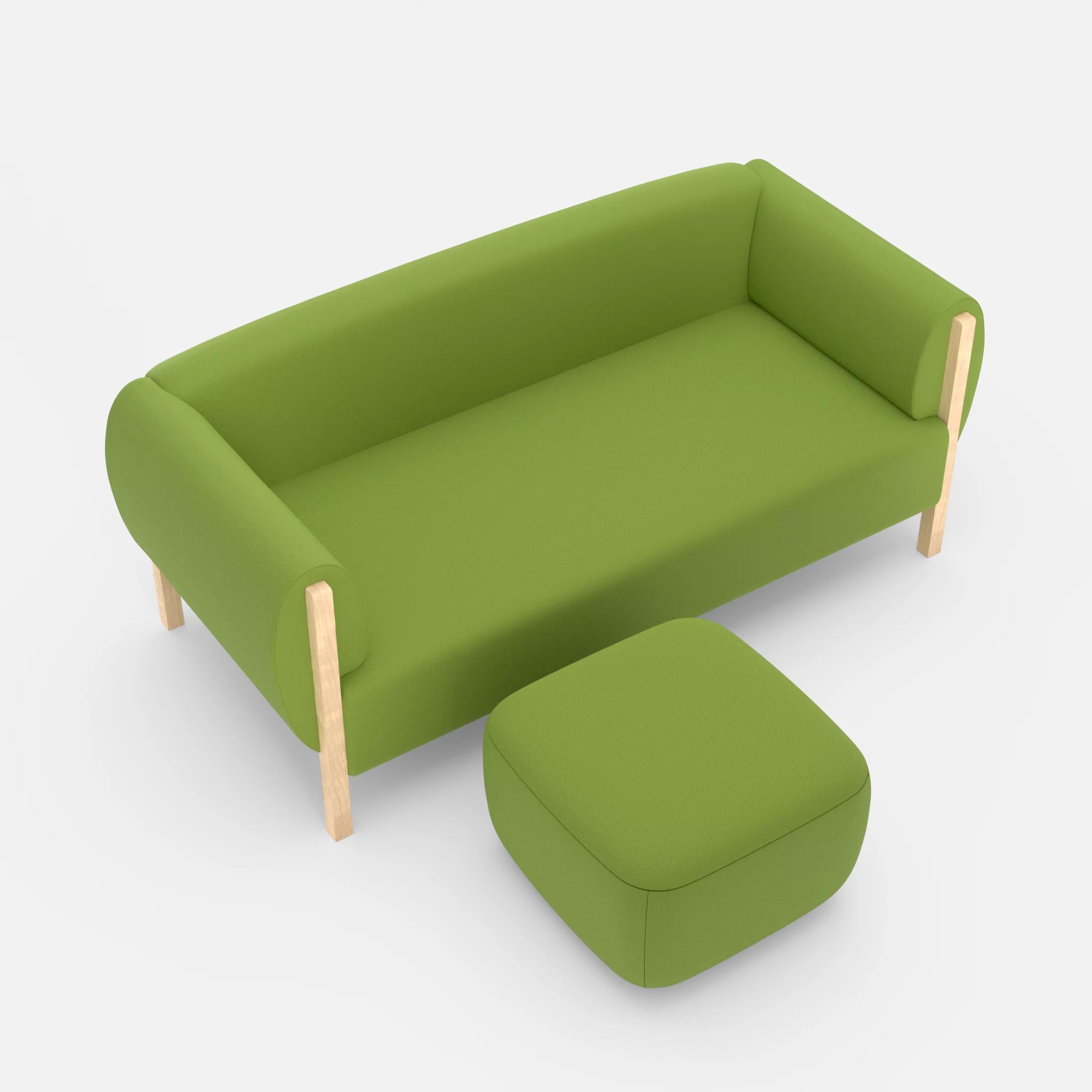 2 Sitzer Sofa Mallow mit Pouf radio7041 in Hellgrün von oben