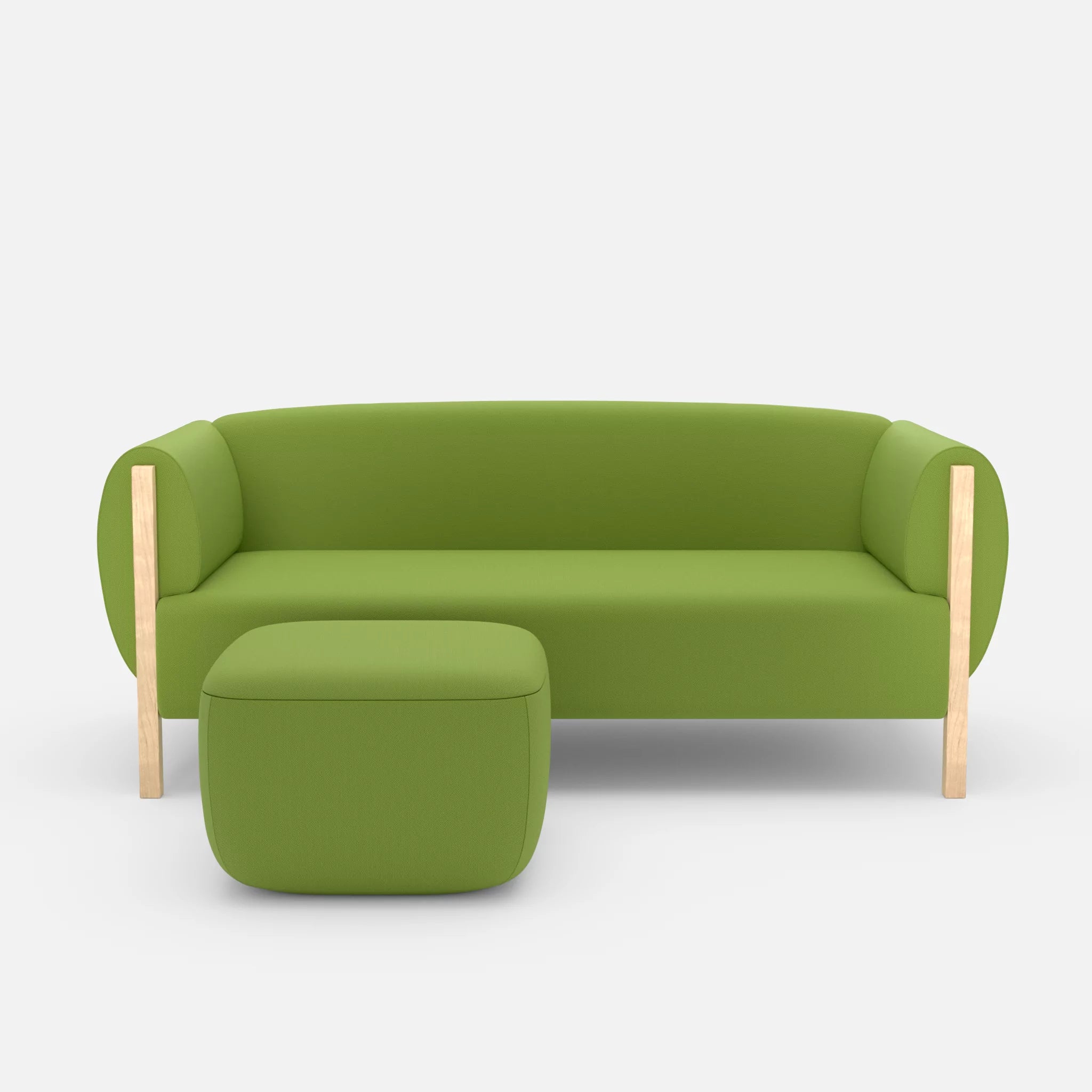 2 Sitzer Sofa Mallow mit Pouf radio7041 in Hellgrün von vorne