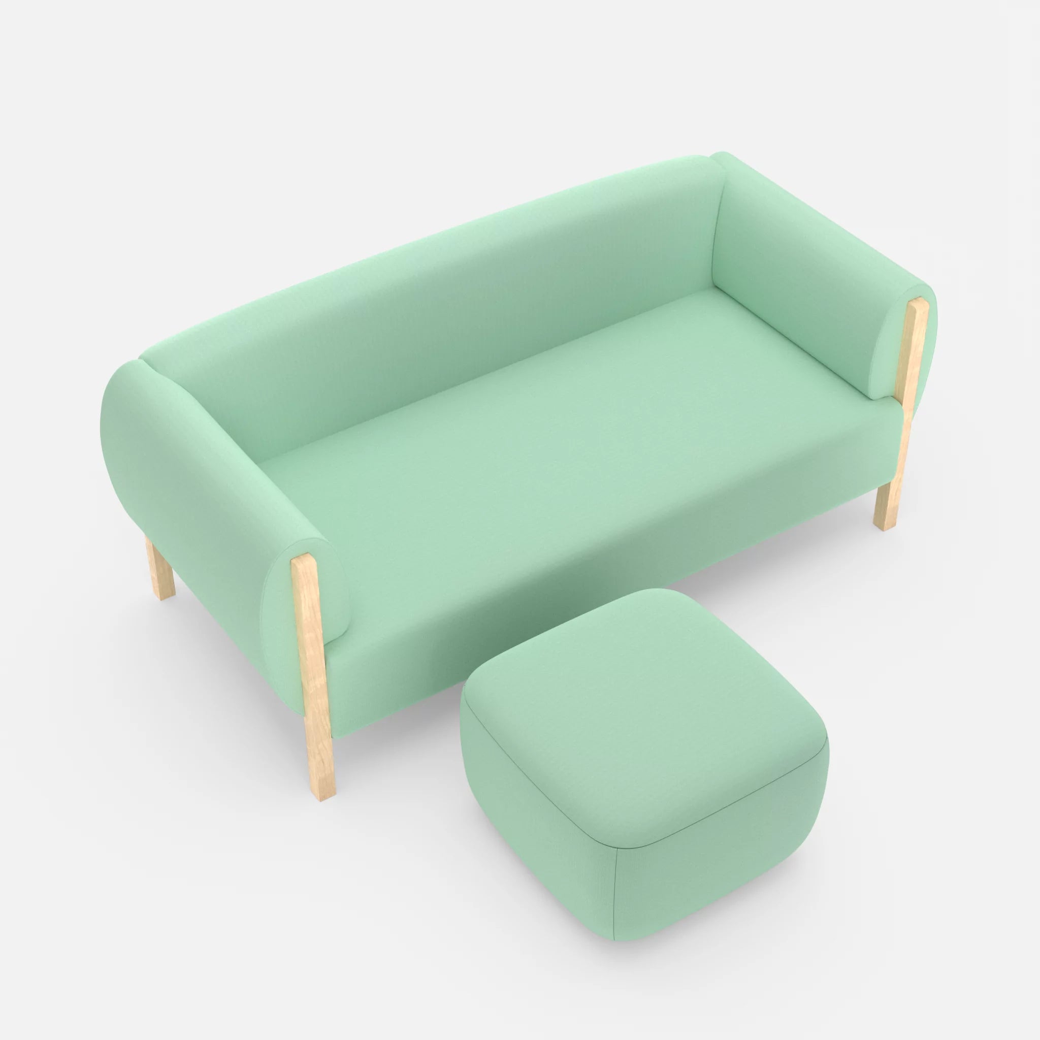 2 Sitzer Sofa Mallow mit Pouf radio7045 in Hellblau von oben