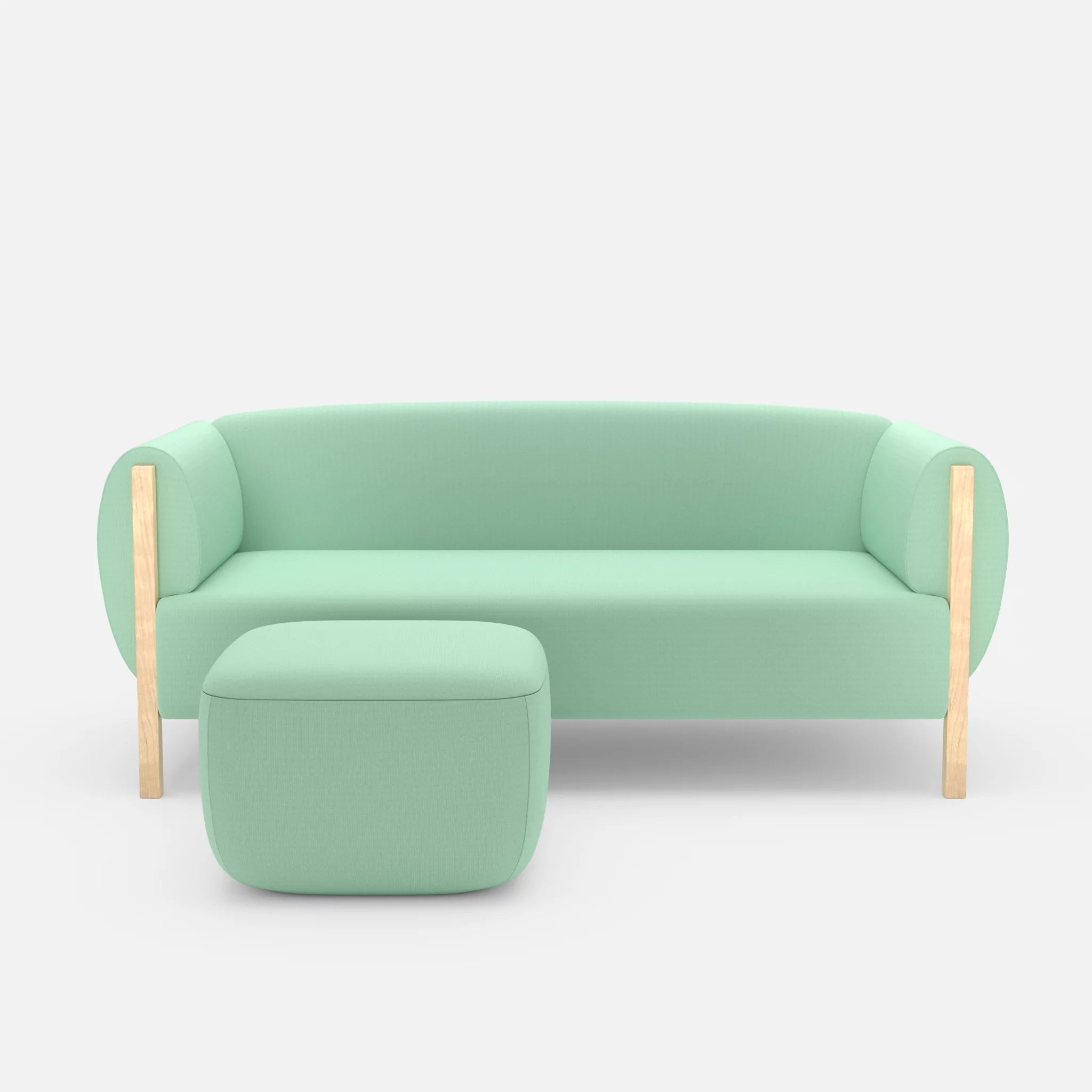 2 Sitzer Sofa Mallow mit Pouf radio7045 in Hellblau von vorne