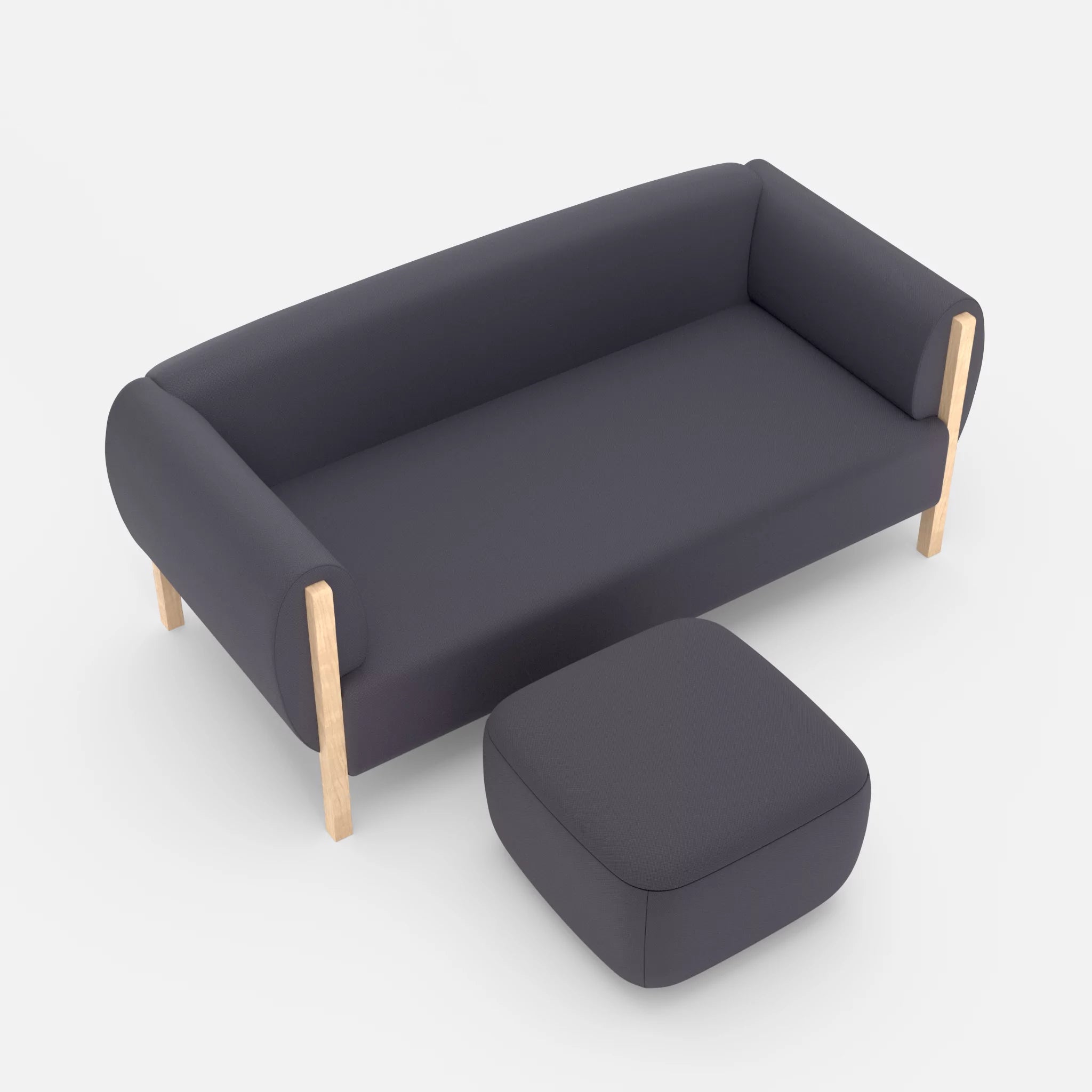2 Sitzer Sofa Mallow mit Pouf radio8517 in Anthrazit von oben