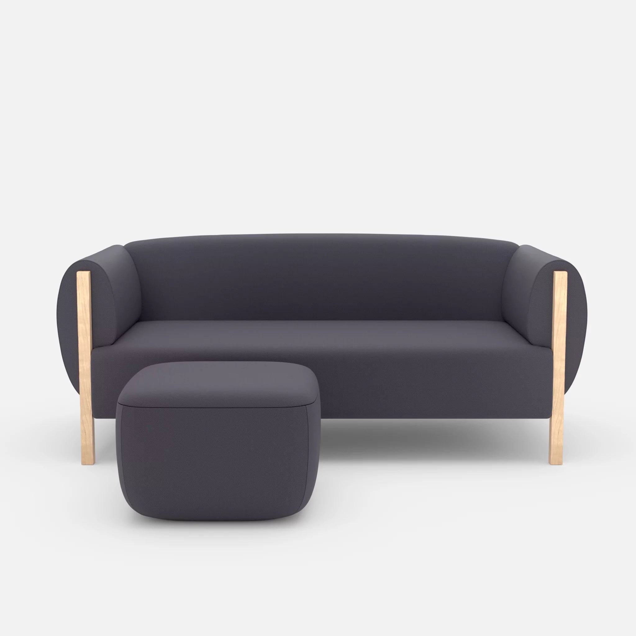 2 Sitzer Sofa Mallow mit Pouf radio8517 in Anthrazit von vorne