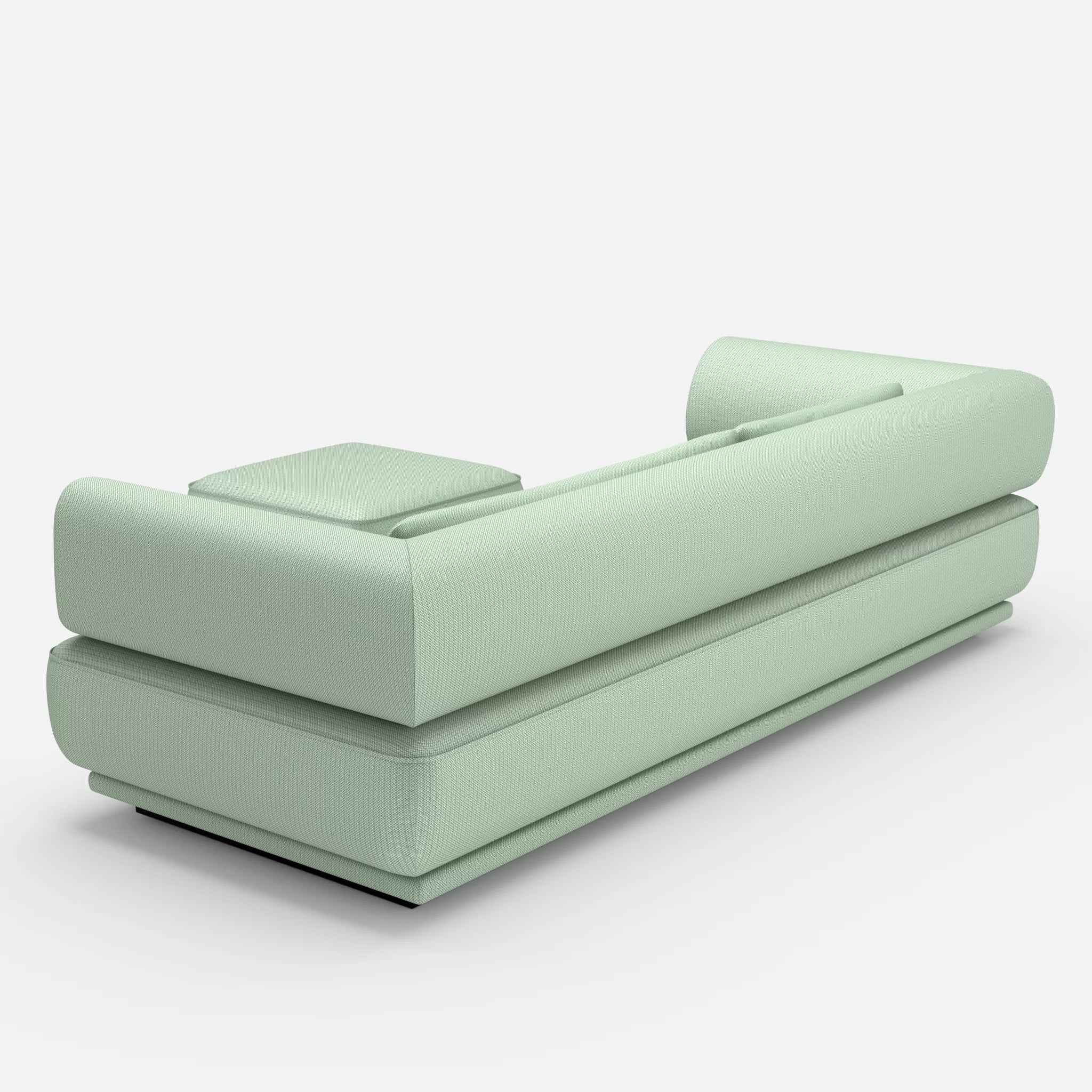 3 Sitzer Lounge Sofa Gordo mit Pouf credoaloe in Hellgrün von hinten