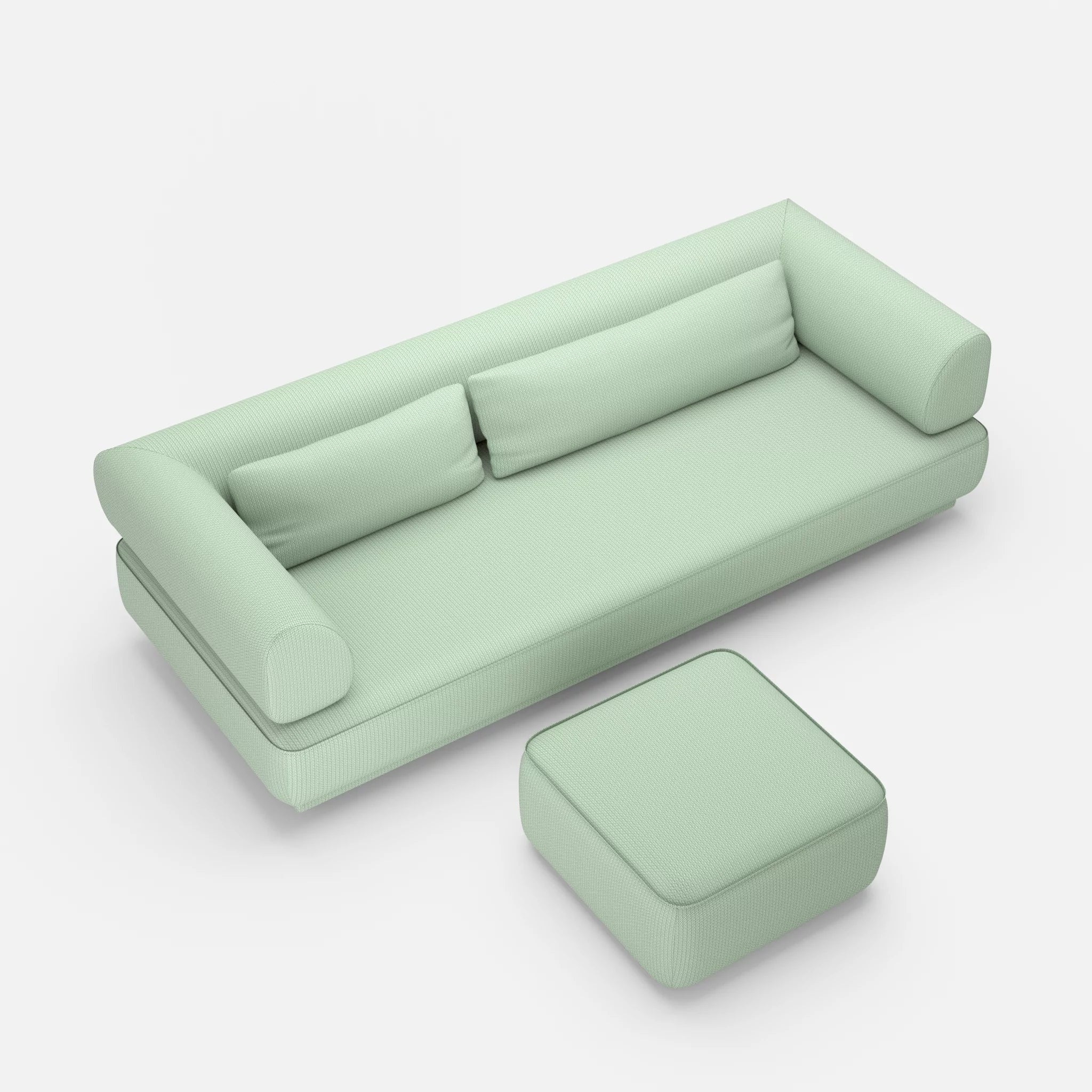 3 Sitzer Lounge Sofa Gordo mit Pouf credoaloe in Hellgrün von oben