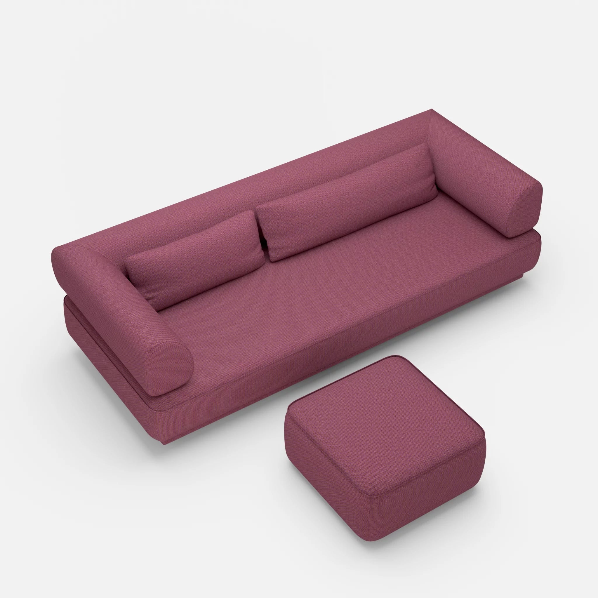 3 Sitzer Lounge Sofa Gordo mit Pouf credobreva in Violett von oben