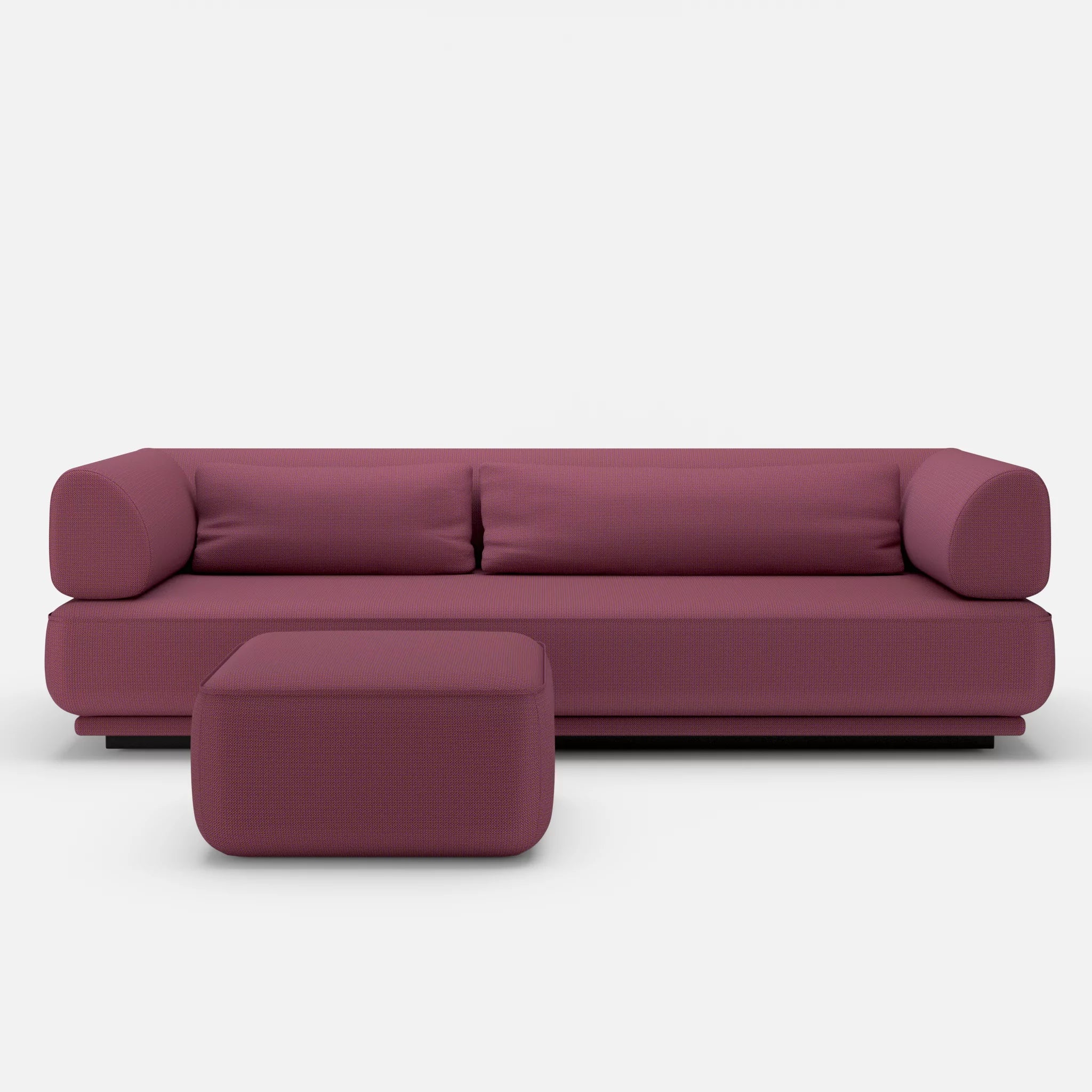 3 Sitzer Lounge Sofa Gordo mit Pouf credobreva in Violett von vorne