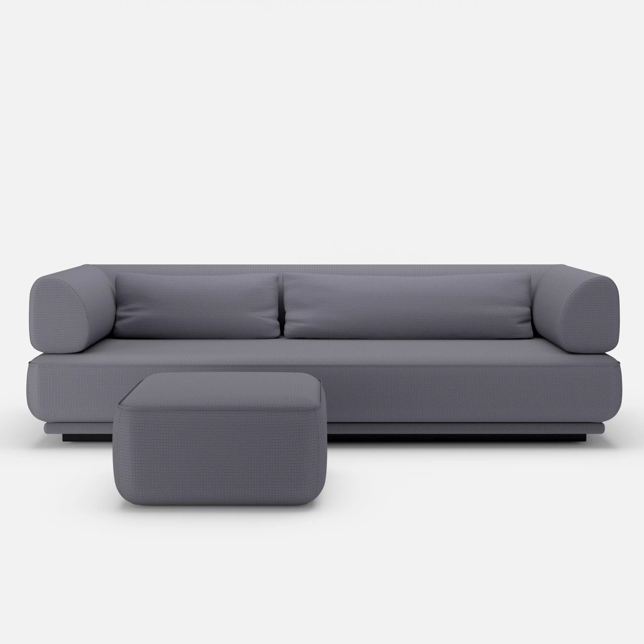 3 Sitzer Lounge Sofa Gordo mit Pouf credocarbon in Dunkelgrau von vorne