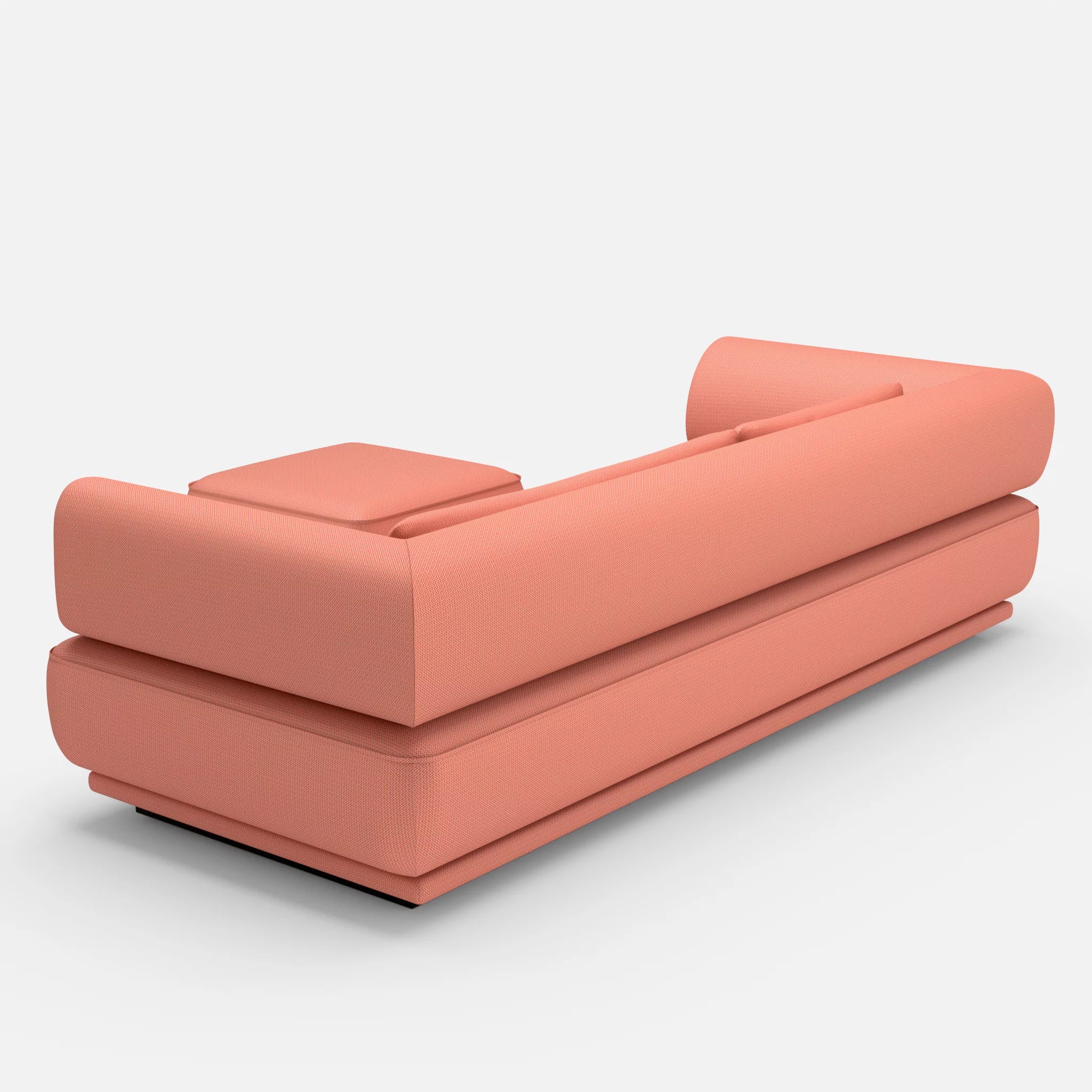 3 Sitzer Lounge Sofa Gordo mit Pouf credograpefruit in Coral von hinten