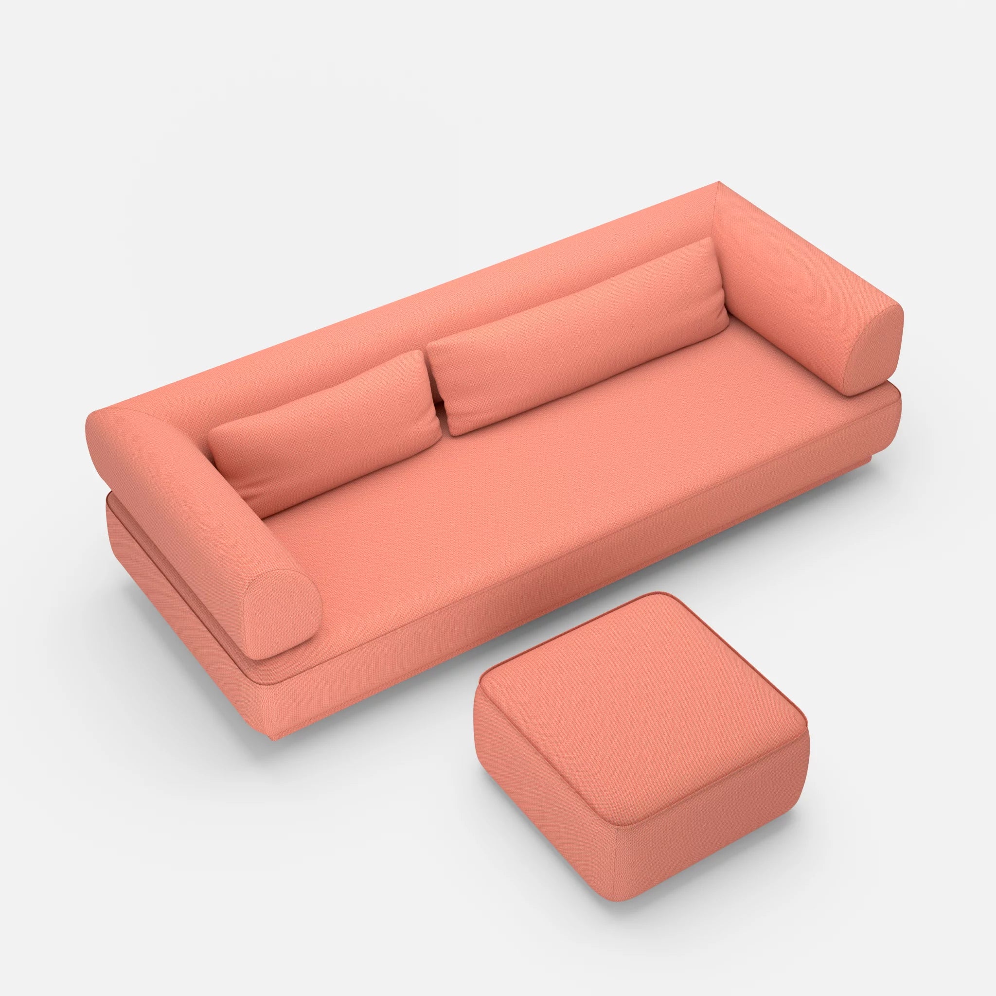 3 Sitzer Lounge Sofa Gordo mit Pouf credograpefruit in Coral von oben