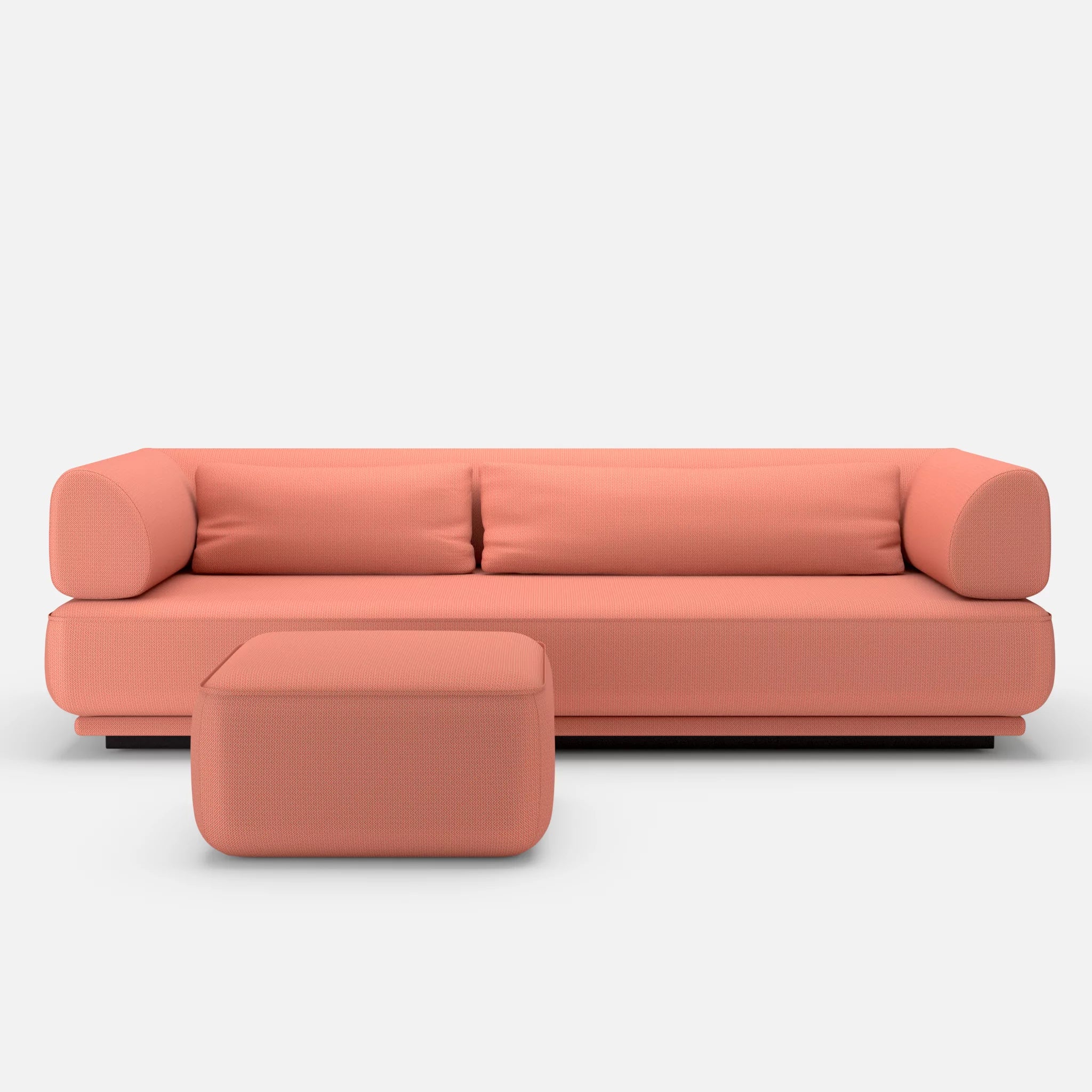 3 Sitzer Lounge Sofa Gordo mit Pouf credograpefruit in Coral von vorne