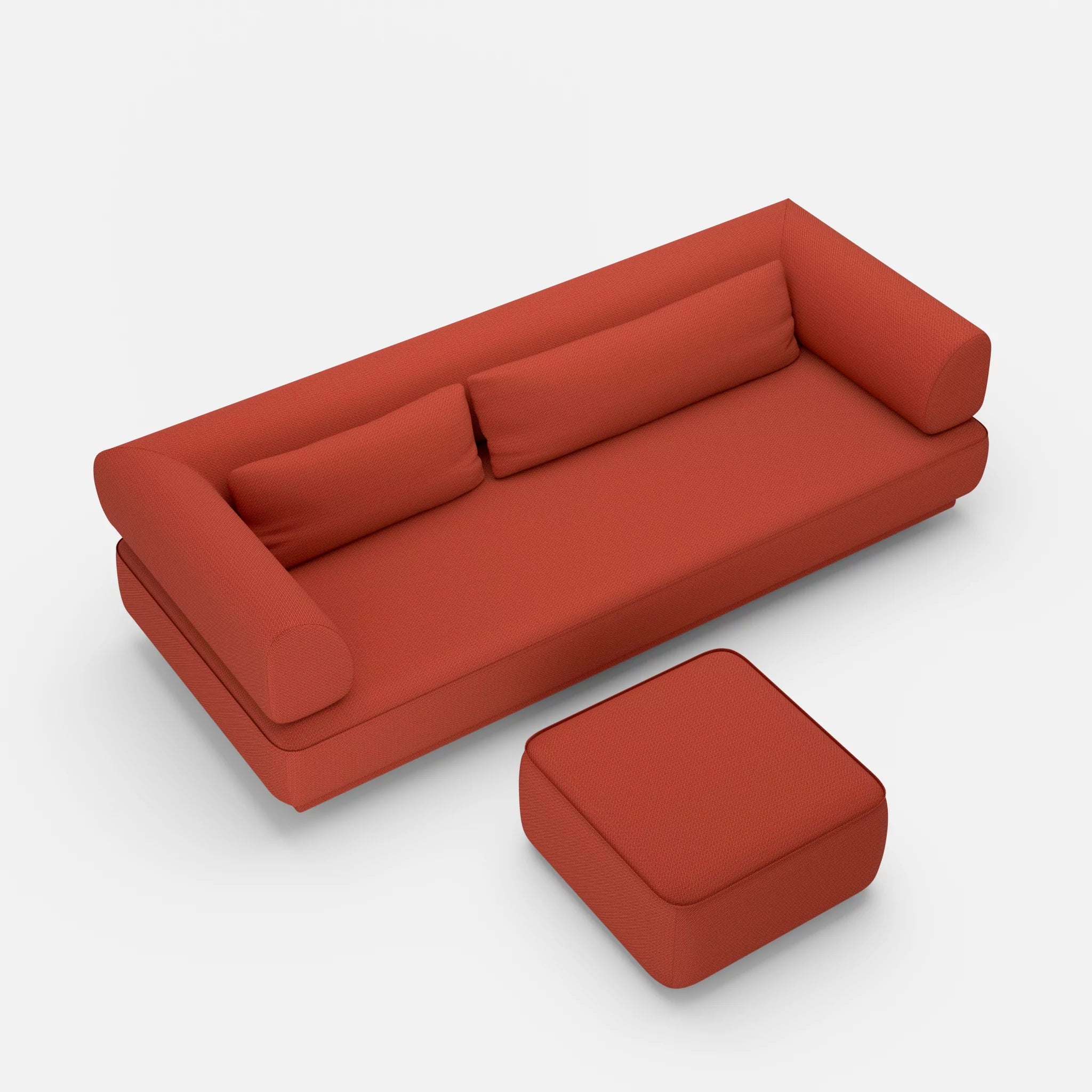 3 Sitzer Lounge Sofa Gordo mit Pouf credolampion in Rot von oben