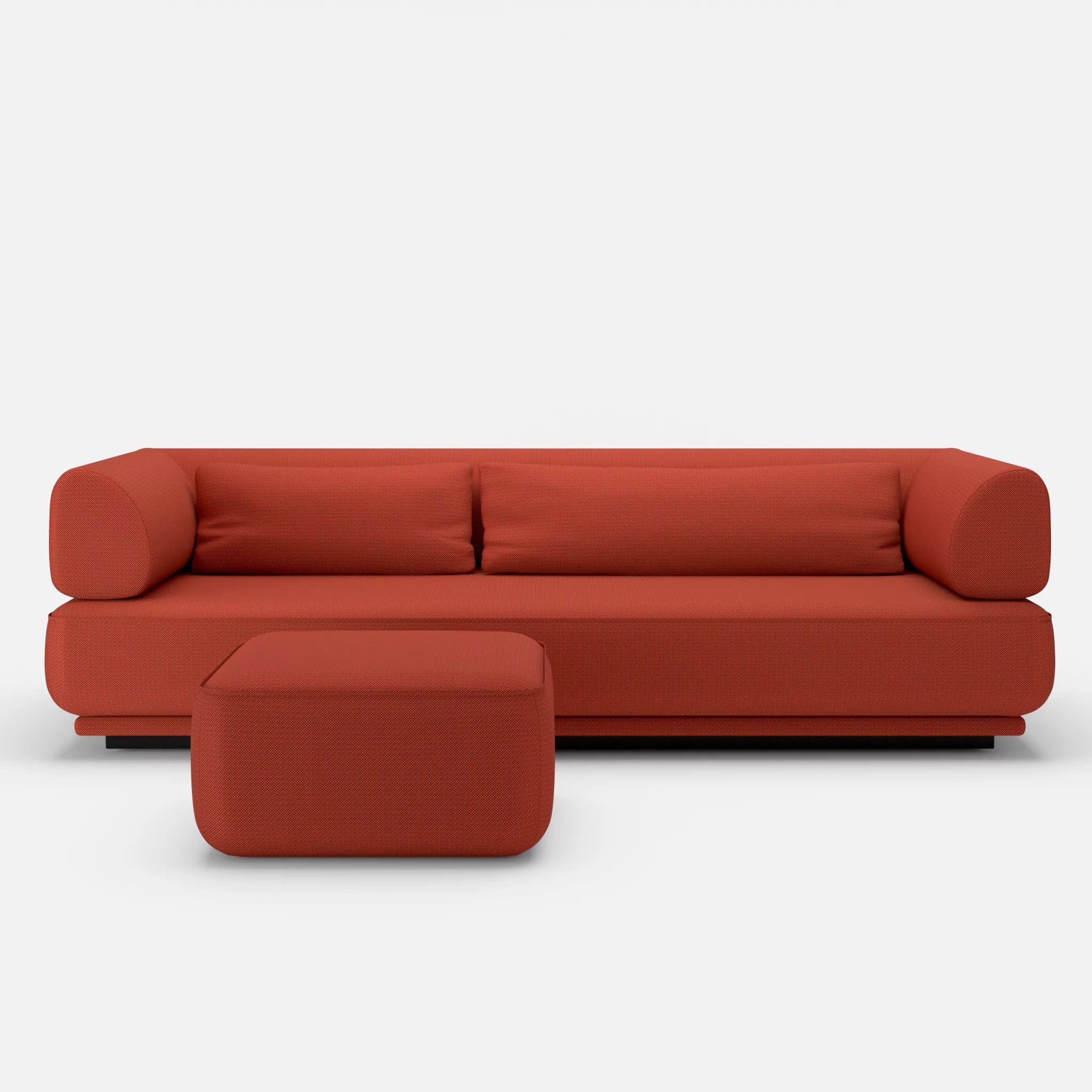 3 Sitzer Lounge Sofa Gordo mit Pouf credolampion in Rot von vorne