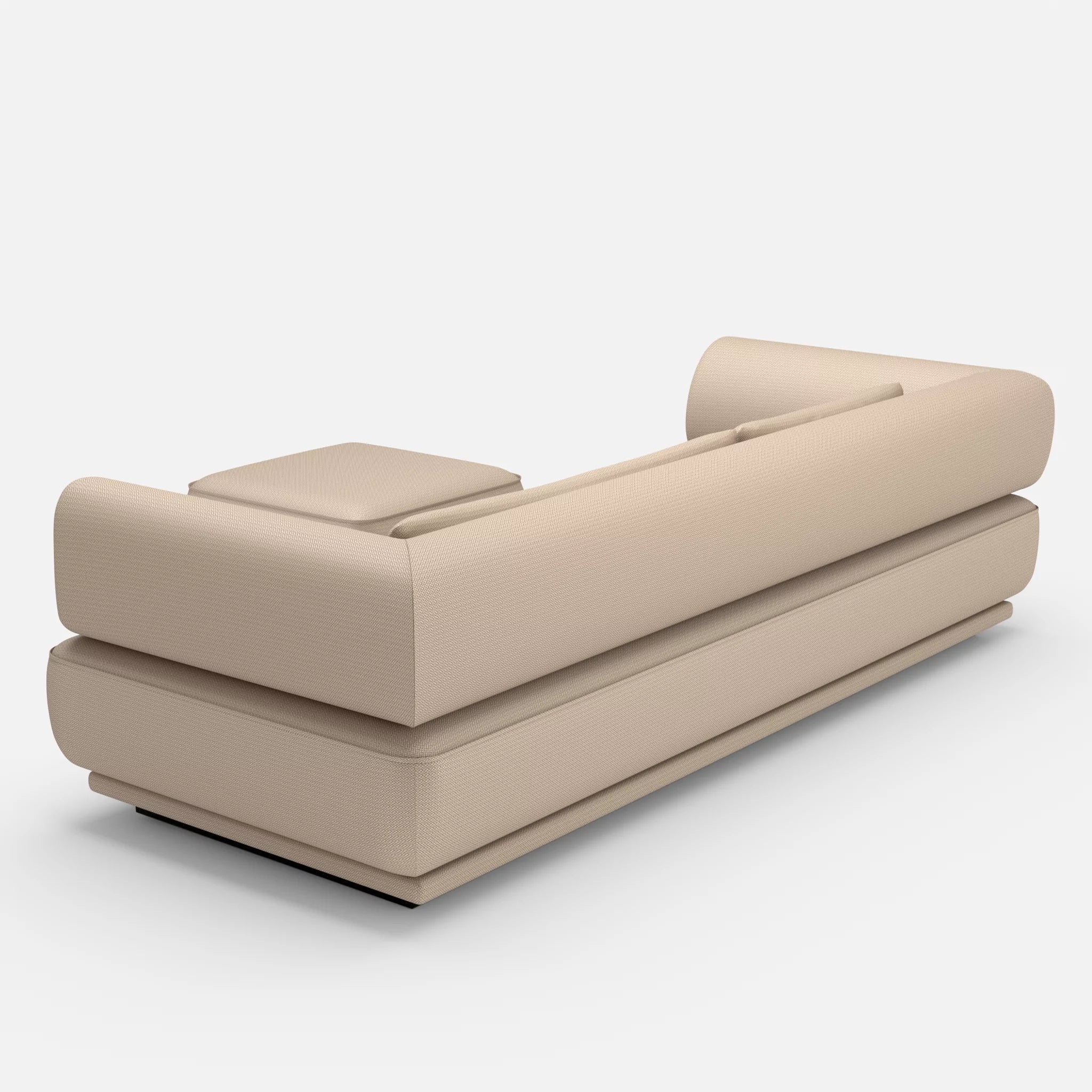 3 Sitzer Lounge Sofa Gordo mit Pouf credomacadamia in Beige von hinten