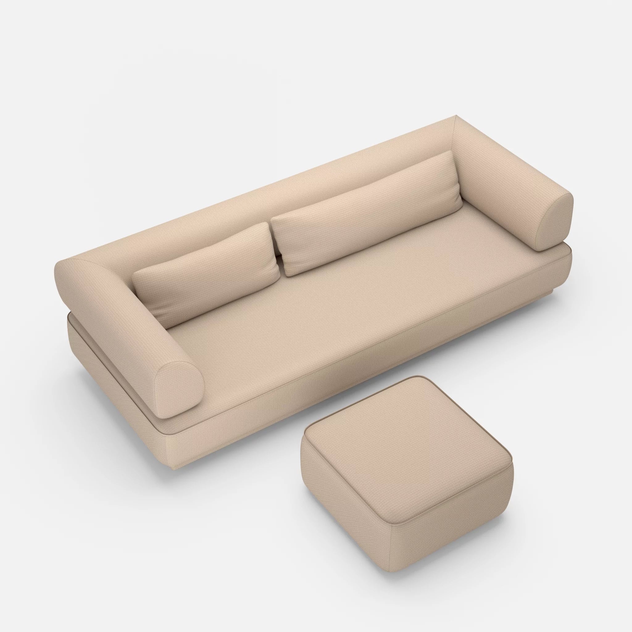 3 Sitzer Lounge Sofa Gordo mit Pouf credomacadamia in Beige von oben