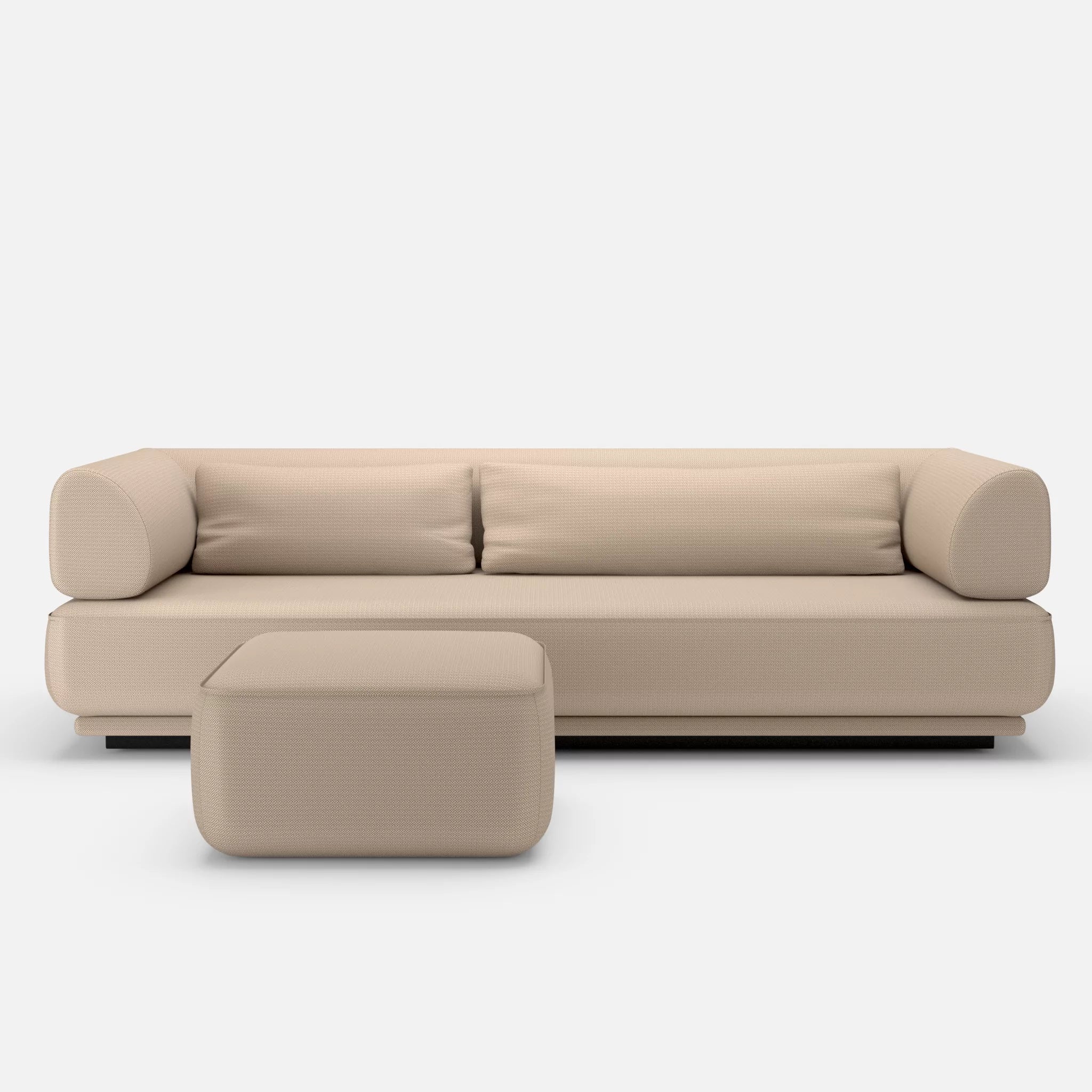 3 Sitzer Lounge Sofa Gordo mit Pouf credomacadamia in Beige von vorne