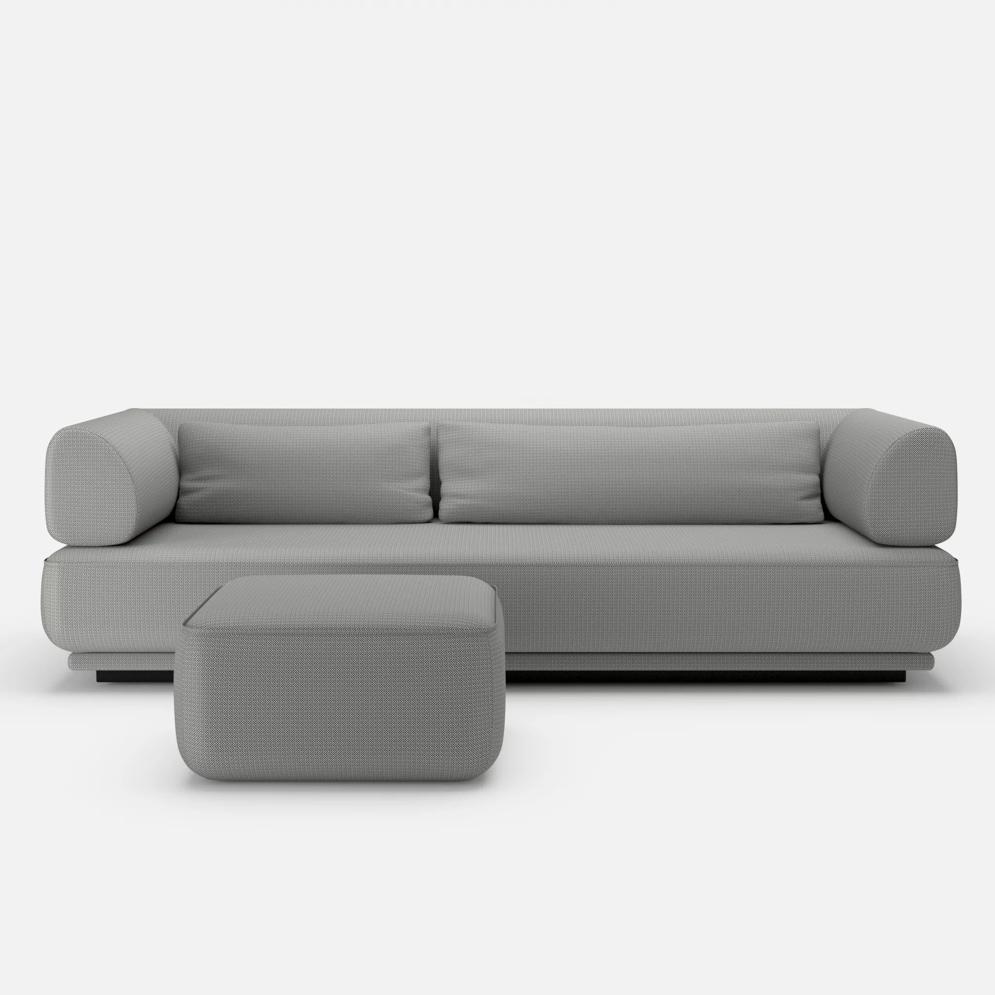 3 Sitzer Lounge Sofa Gordo mit Pouf credopepper in Dunkelgrau von vorne