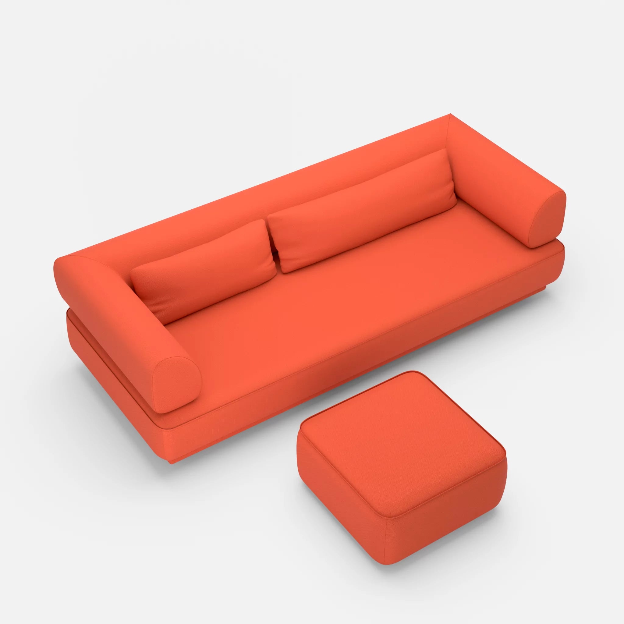 3 Sitzer Lounge Sofa Gordo mit Pouf laserj3012 in Orange von oben