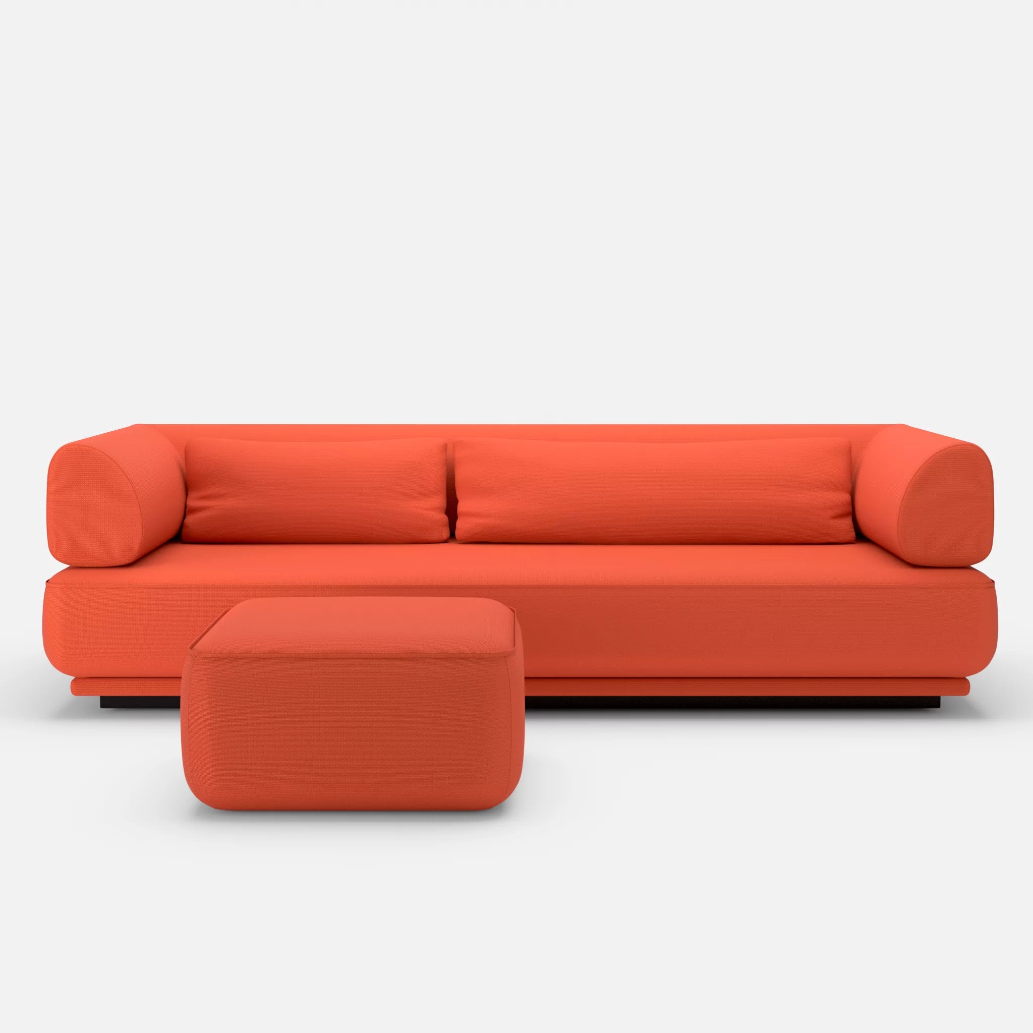 3 Sitzer Lounge Sofa Gordo mit Pouf laserj3012 in Orange von vorne