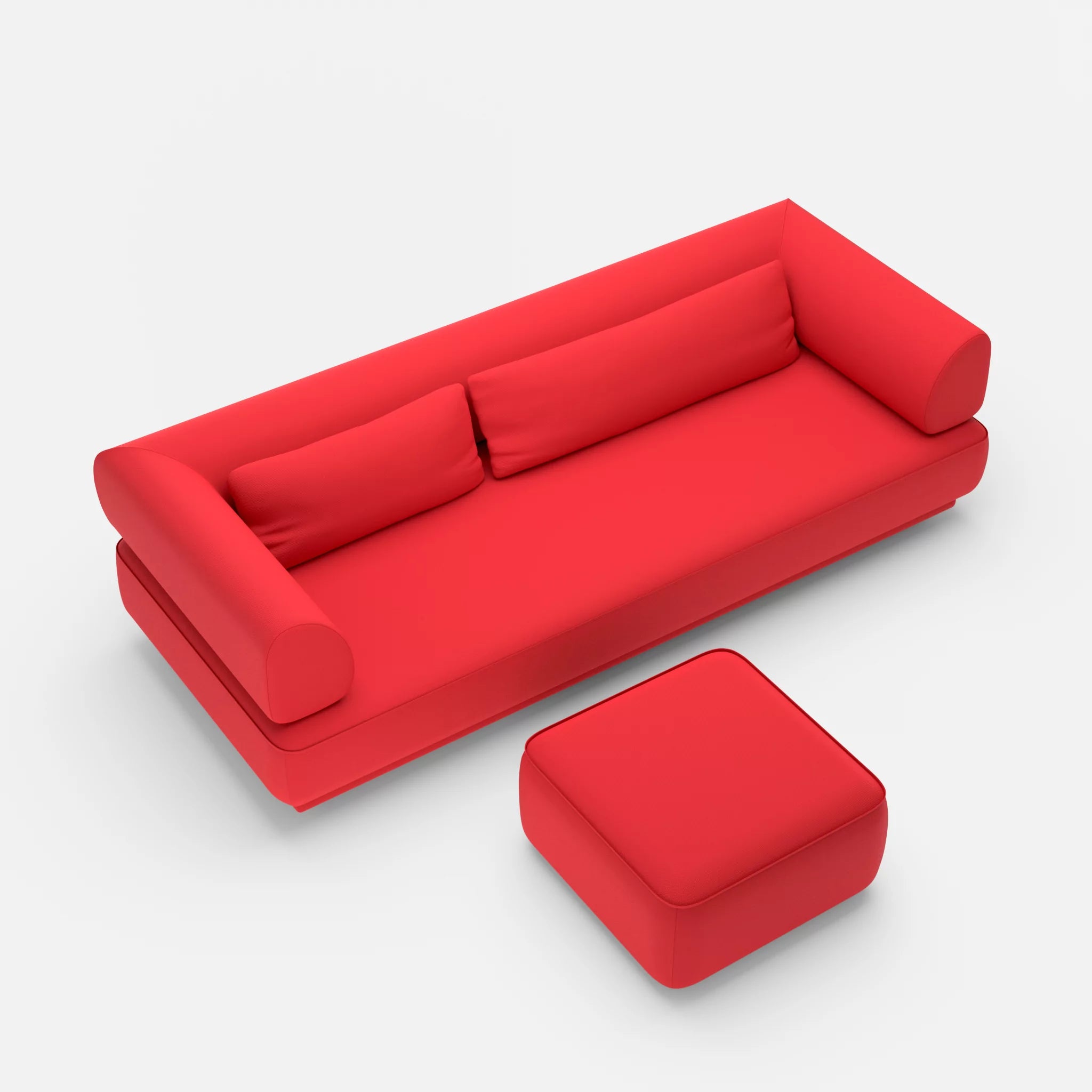 3 Sitzer Lounge Sofa Gordo mit Pouf laserj4021 in Rot von oben