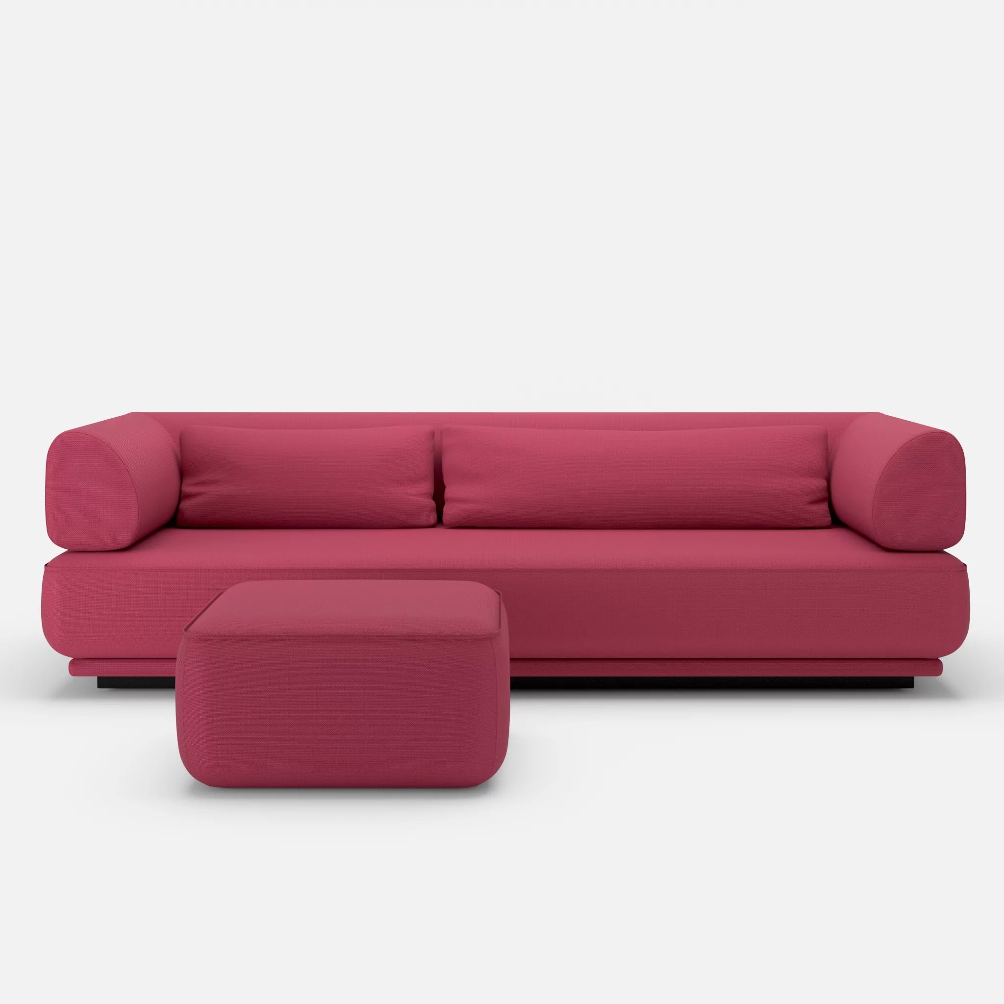 3 Sitzer Lounge Sofa Gordo mit Pouf laserj4024 in Pink von vorne