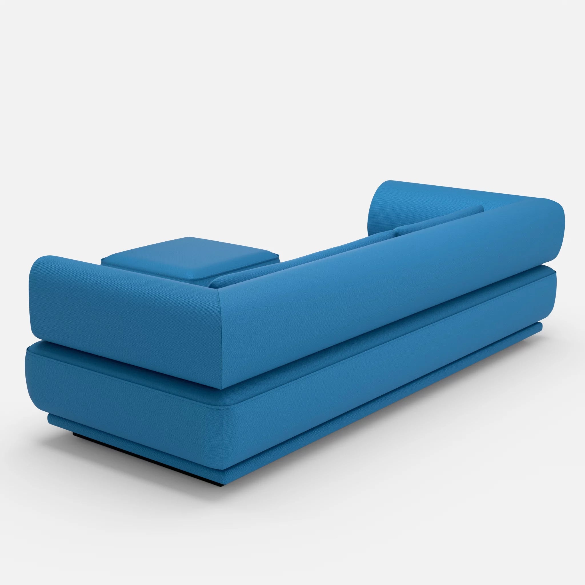 3 Sitzer Lounge Sofa Gordo mit Pouf laserj6071 in Blau von hinten