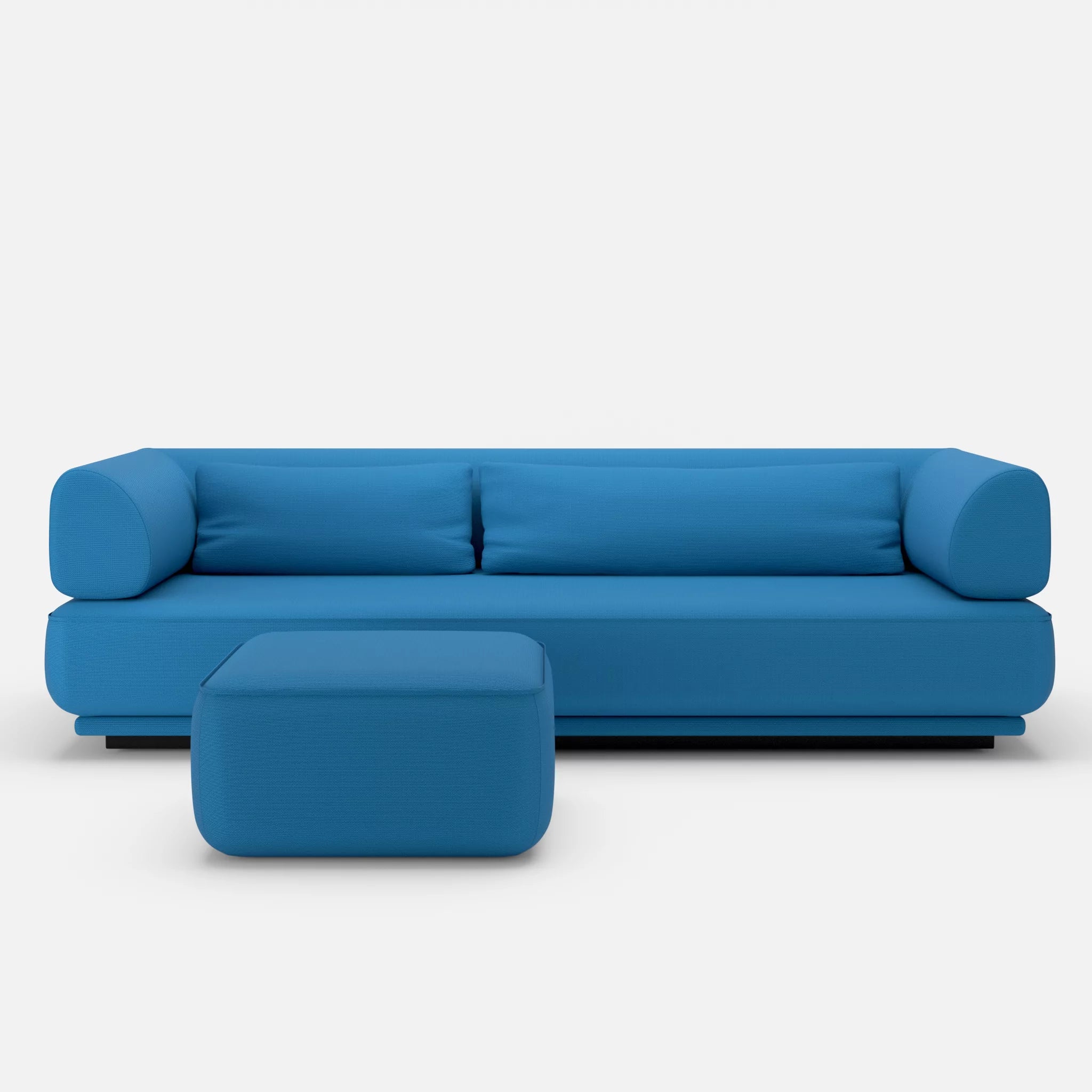 3 Sitzer Lounge Sofa Gordo mit Pouf laserj6071 in Blau von vorne