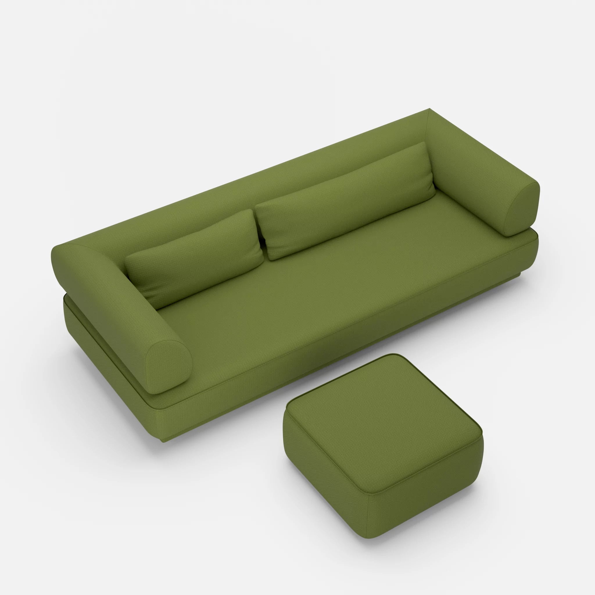 3 Sitzer Lounge Sofa Gordo mit Pouf laserj7021 in Grün von oben