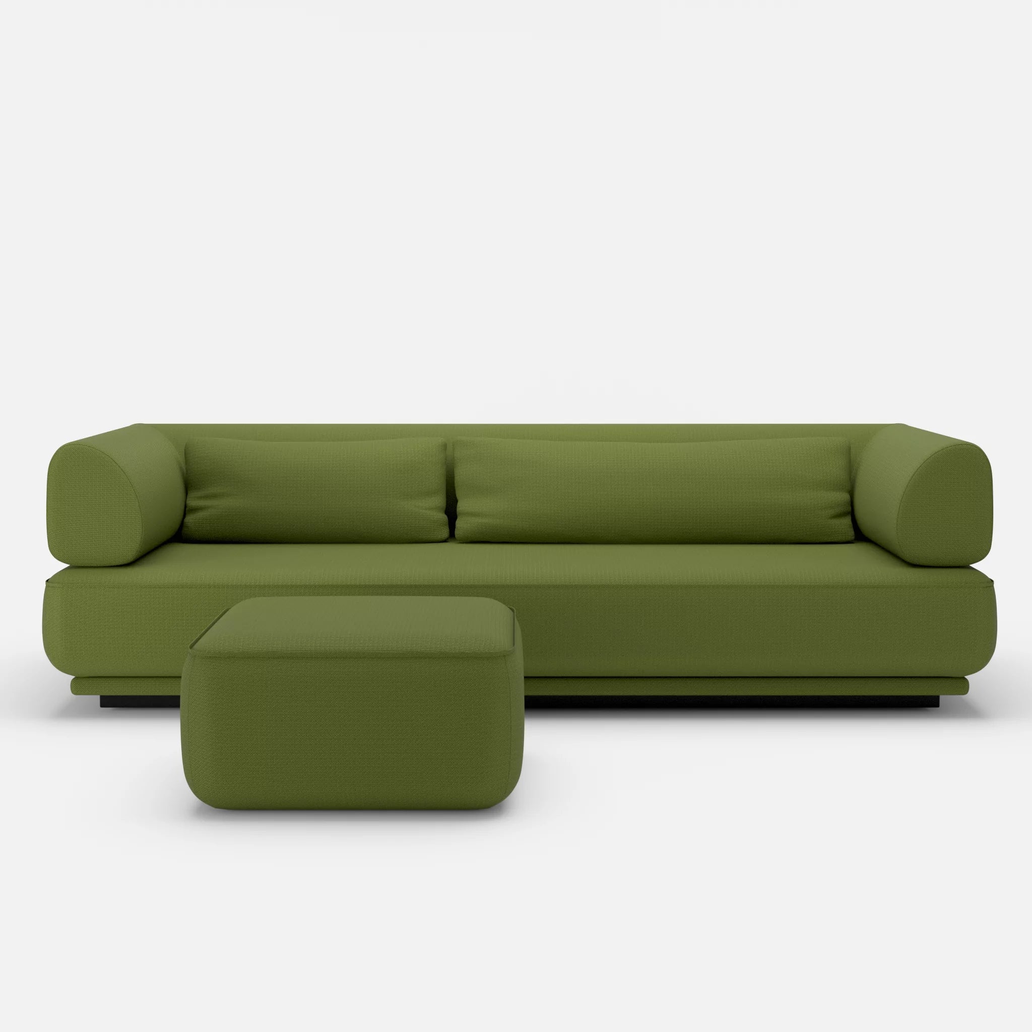 3 Sitzer Lounge Sofa Gordo mit Pouf laserj7021 in Grün von vorne