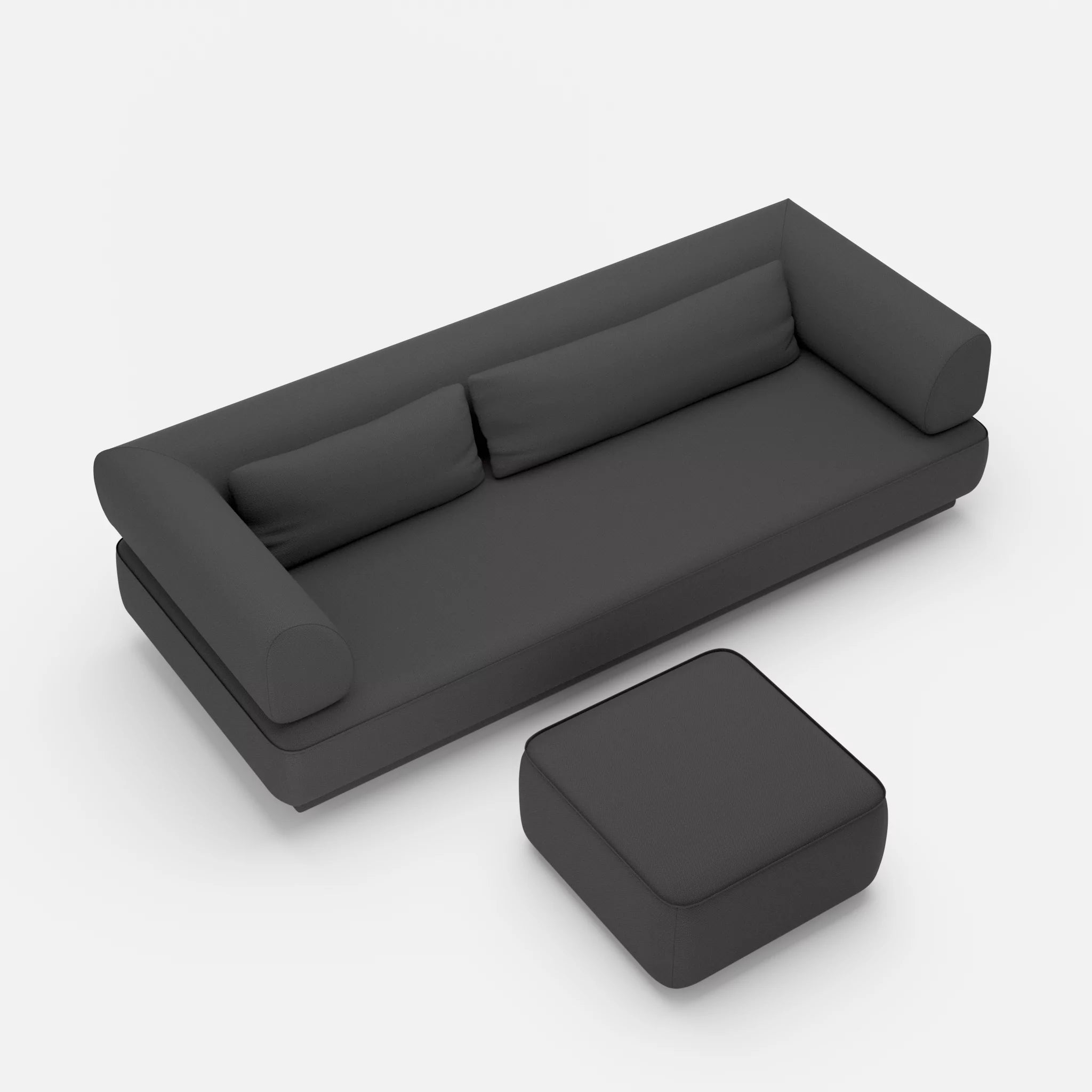 3 Sitzer Lounge Sofa Gordo mit Pouf laserj8017 in Anthrazit von oben