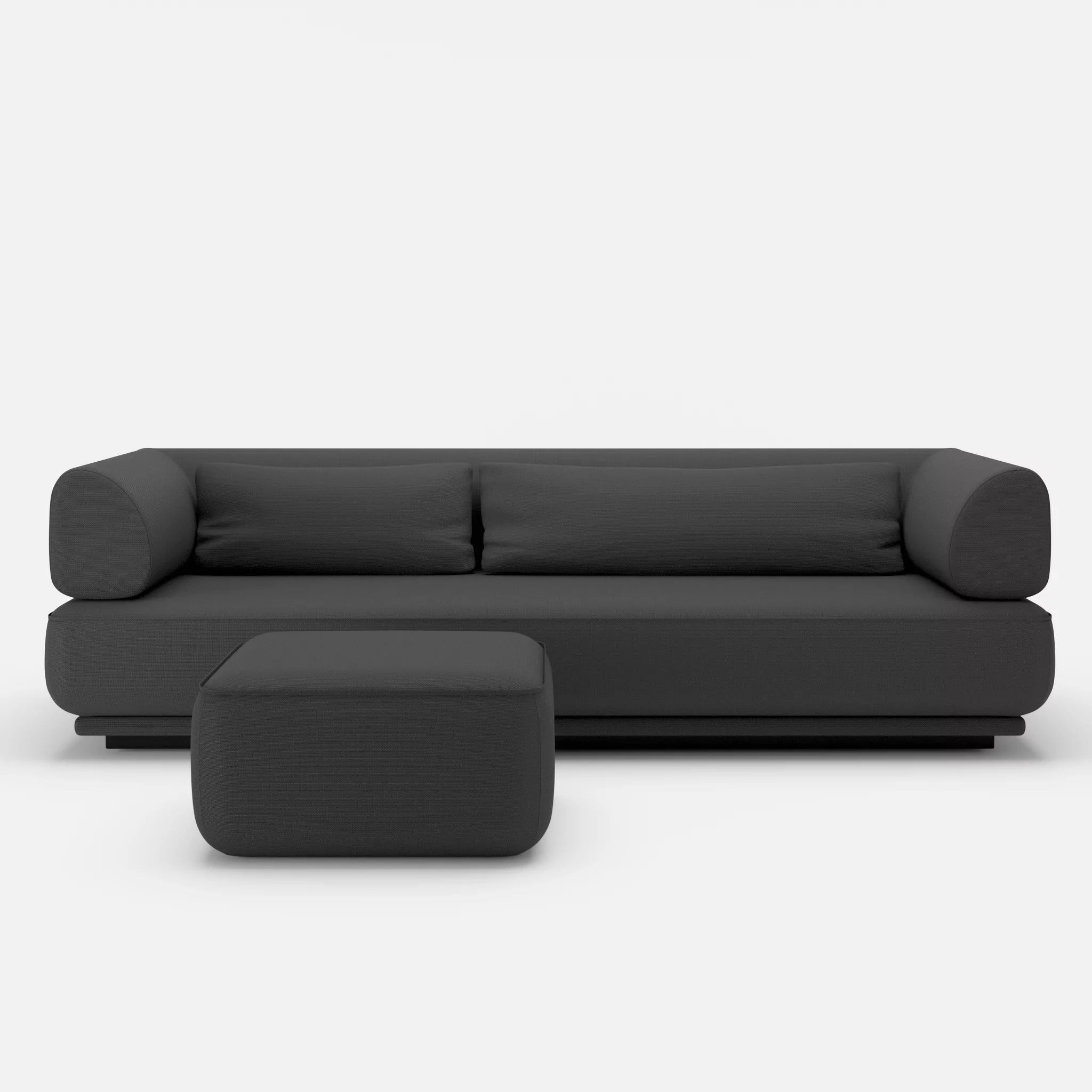 3 Sitzer Lounge Sofa Gordo mit Pouf laserj8017 in Anthrazit von vorne