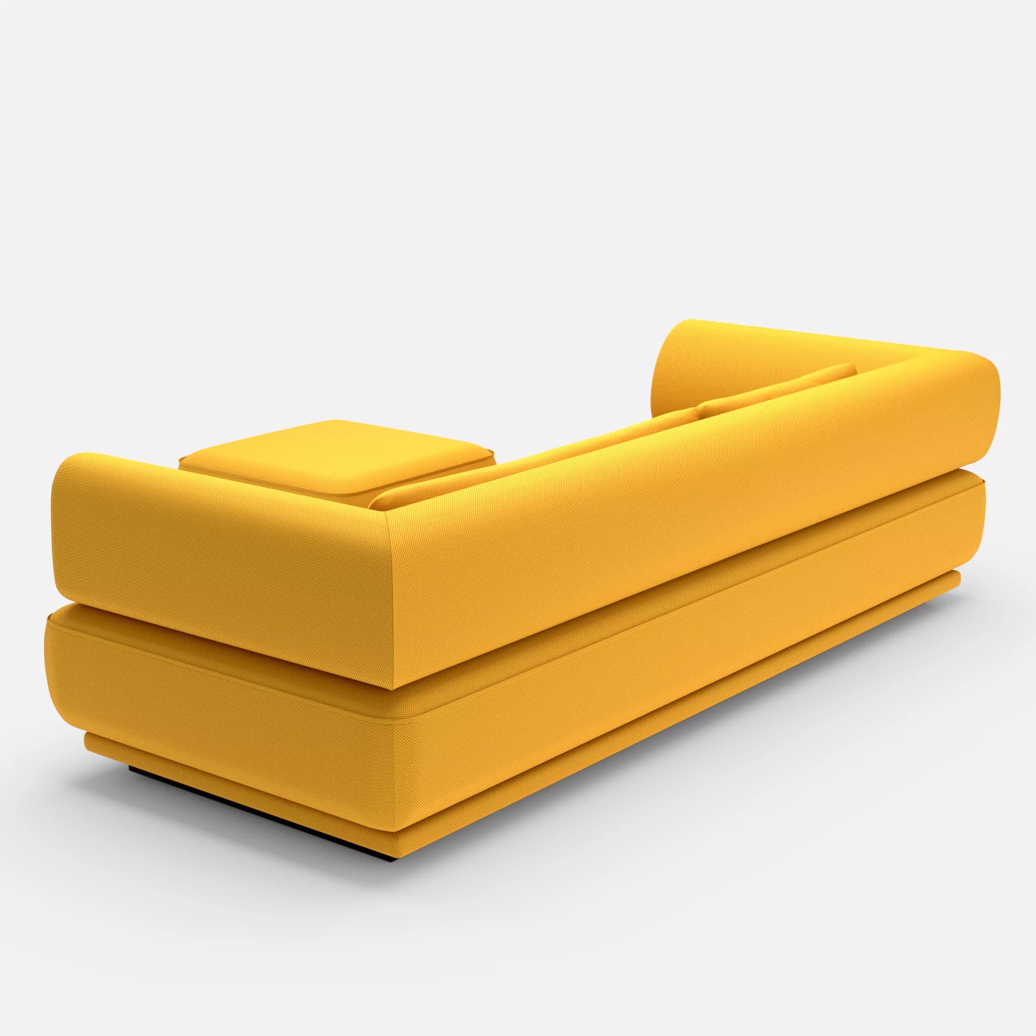 3 Sitzer Lounge Sofa Gordo mit Pouf novumcurry in Curry von hinten