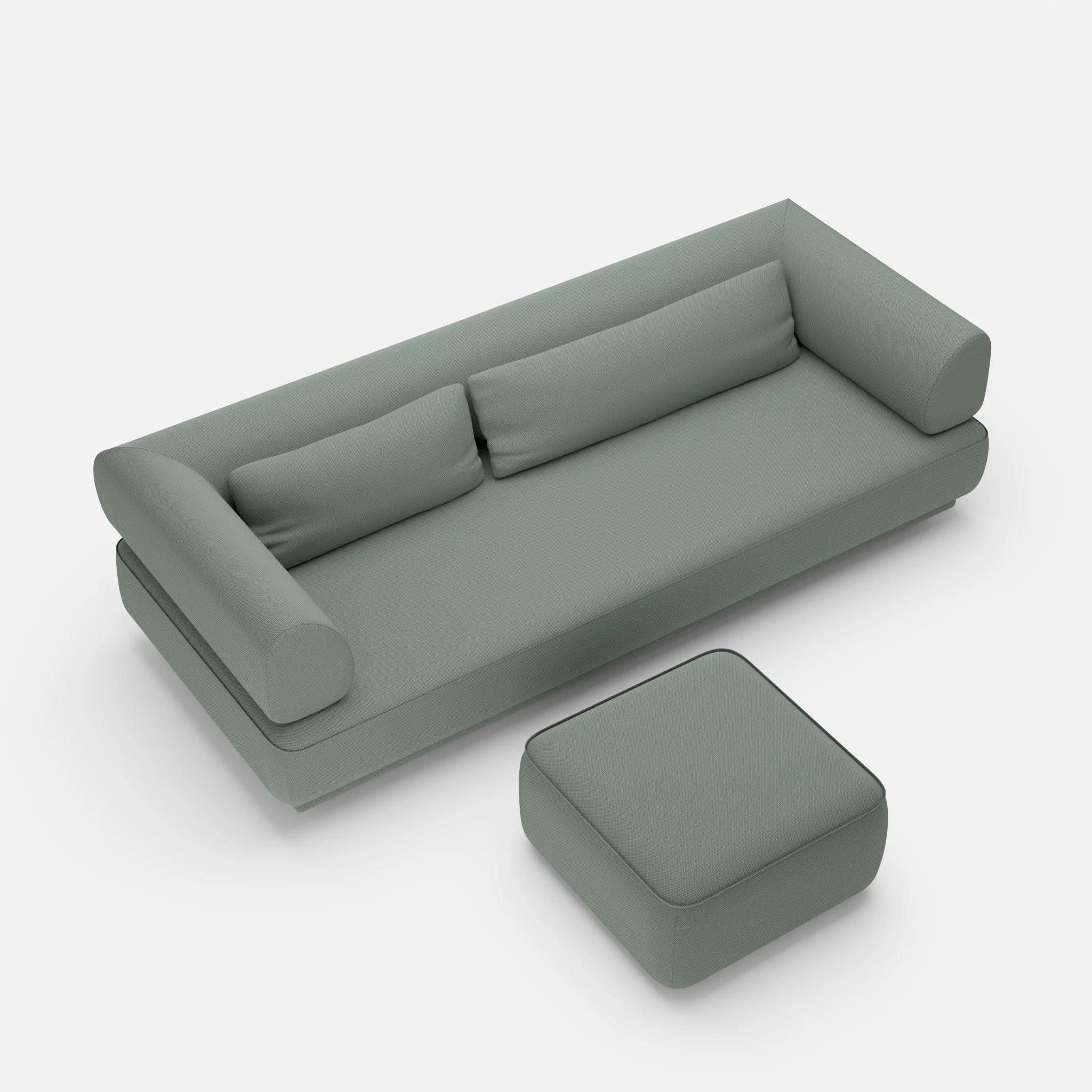 3 Sitzer Lounge Sofa Gordo mit Pouf novumdelphi in Graublau von oben