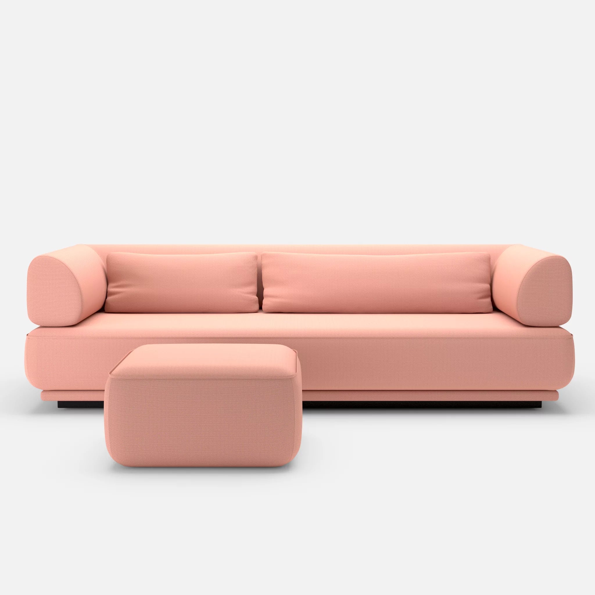 3 Sitzer Lounge Sofa Gordo mit Pouf novumflamingo in Flamingo von vorne