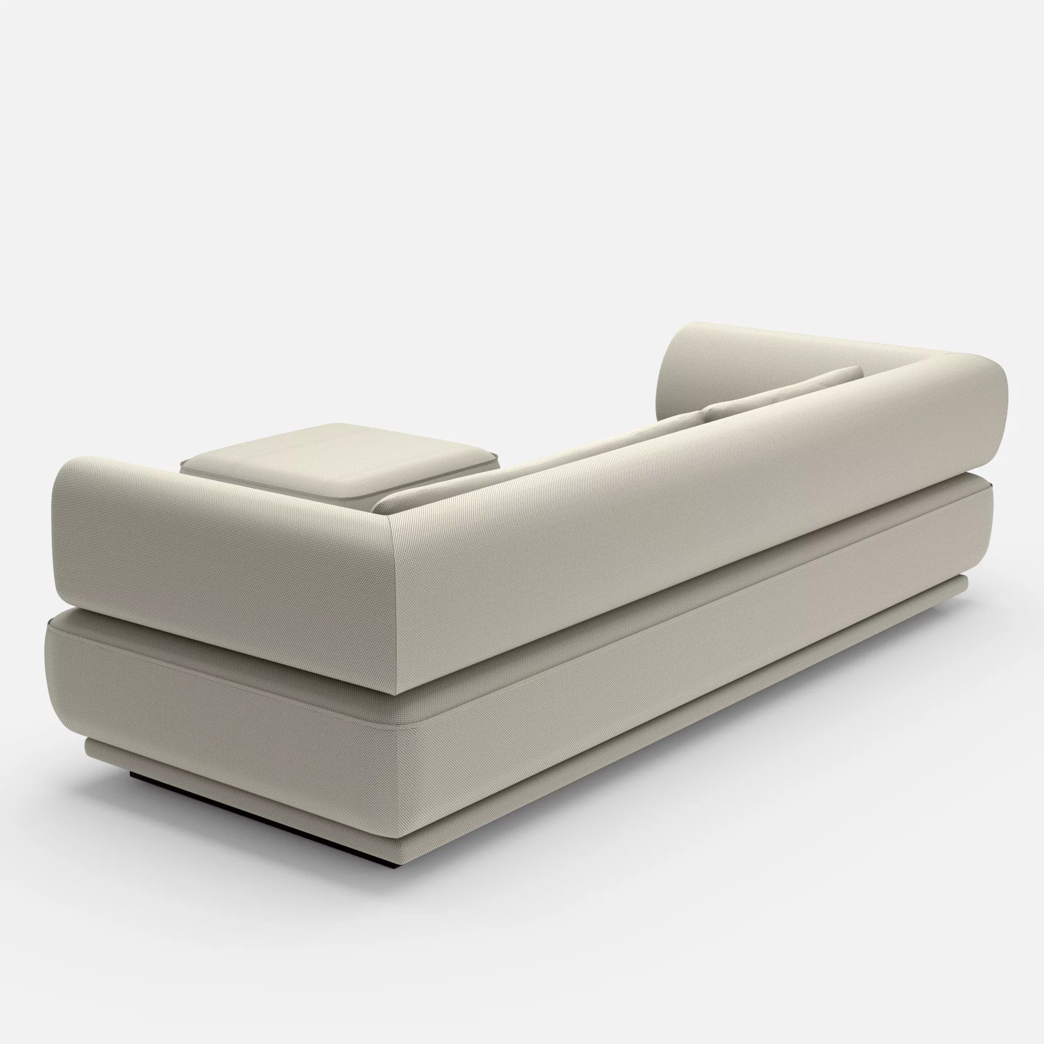 3 Sitzer Lounge Sofa Gordo mit Pouf novumkies in Mittelgrau von hinten